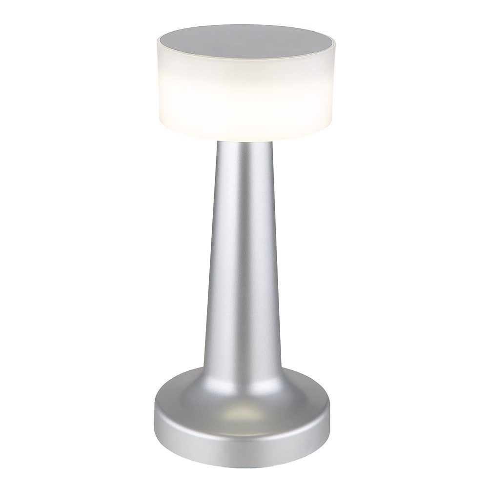 GLOBO LIGHTING LED Tischleuchte, LED-Leuchtmittel fest verbaut, Neutralweiß, Warmweiß, Tageslichtweiß, LED Tischleuchte Wohnzimmerlampe Touchdimmer Akku USB nickel H 21,5cm