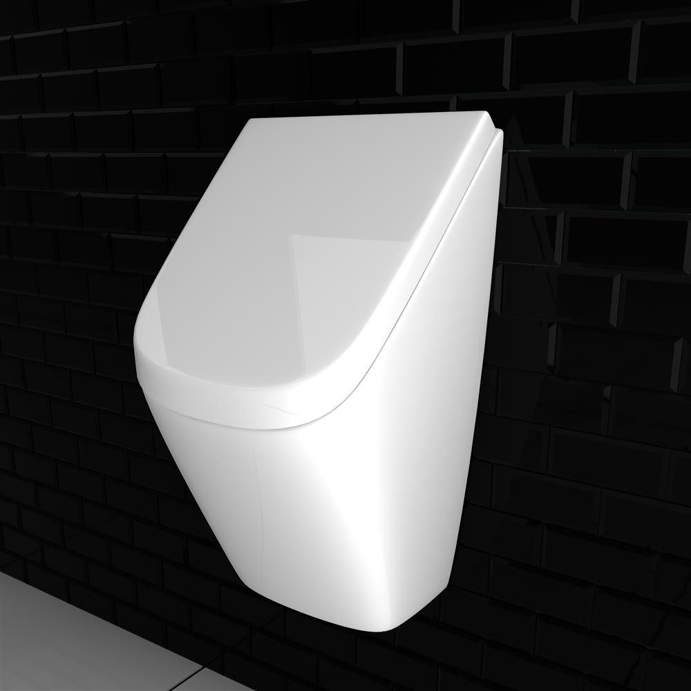 Vitra Wand-WC-Befestigung Vitra Urinal mit Deckel - Wand Pissoir Urinalbecken Komplettset, (Hänge-Urinal Männer Urinal, Wand-Urinal mit Urinal-Absaug-Siphon), Keramik Pisuar mit Antibakterieller Beschichtung