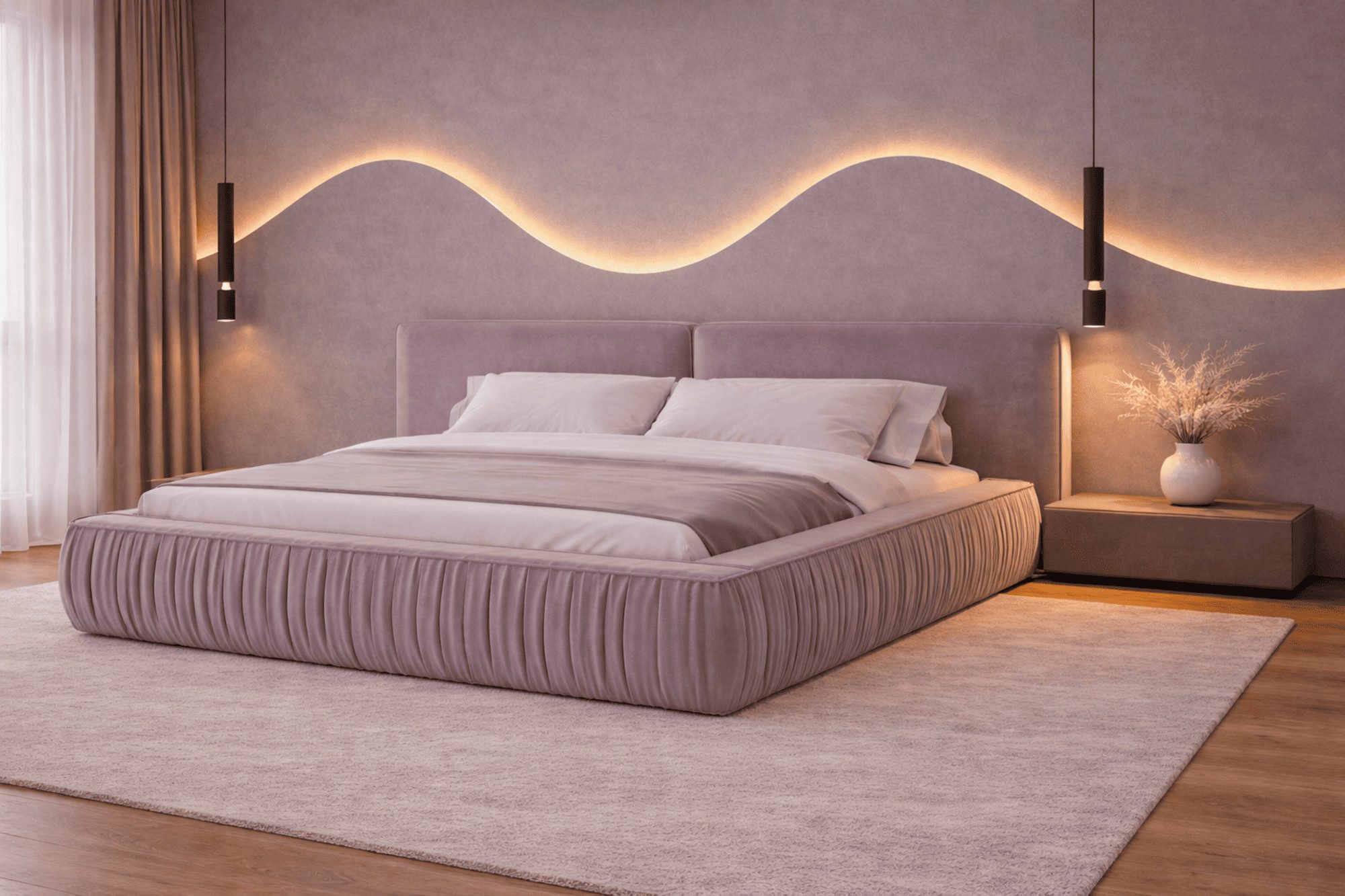 MOEBLO Polsterbett Bett 08 aus Samt (Modernes Doppelbett mit eleganter Kopfteilpolsterung, stabilem Rahmenbettgestell und großzügigem Stauraum – 140x200 cm Komfortables Stauraumbett für stilvolle Schlafzimmer - 140x200 cm, - Eleganz und Funktionalität in einem modernen Design), - (BxHxT): 207/227/247x94x240 cm