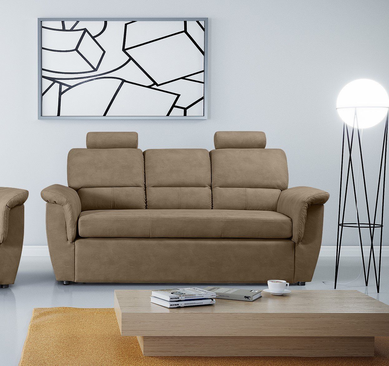 Siblo 3-Sitzer Modernes Dreisitzer Sofa Dayanne mit Schlaffunktion Karamell