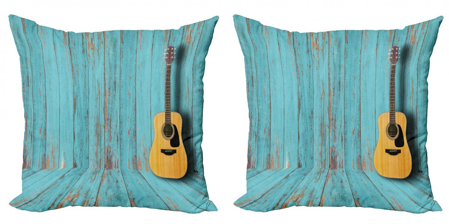 (2 Weinlese-Wand und Accent Holz Digitaldruck, Modern Stück), Gitarre Doppelseitiger Kissenbezüge rustikales Abakuhaus
