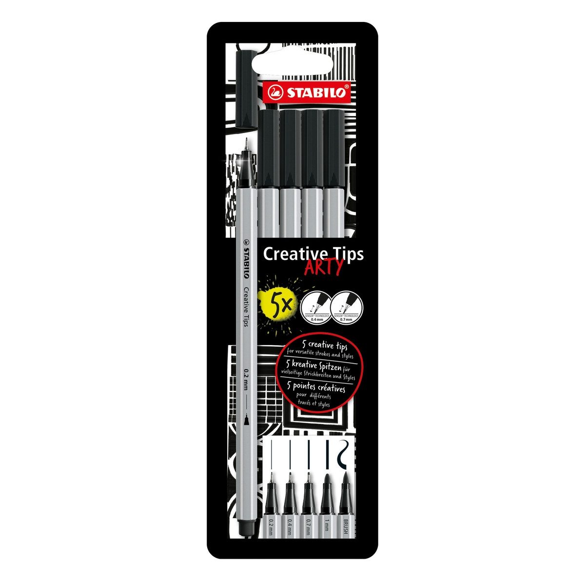 STABILO Aquarellstifte STABILO Creative Tips ARTY black 5 Stück Etui