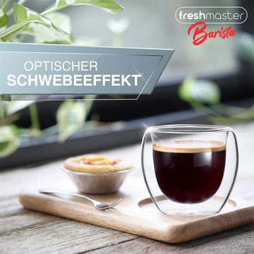 Fresh Master Thermoglas Doppelwandige Thermogläser Kaffee Tee, Borosilikatglas