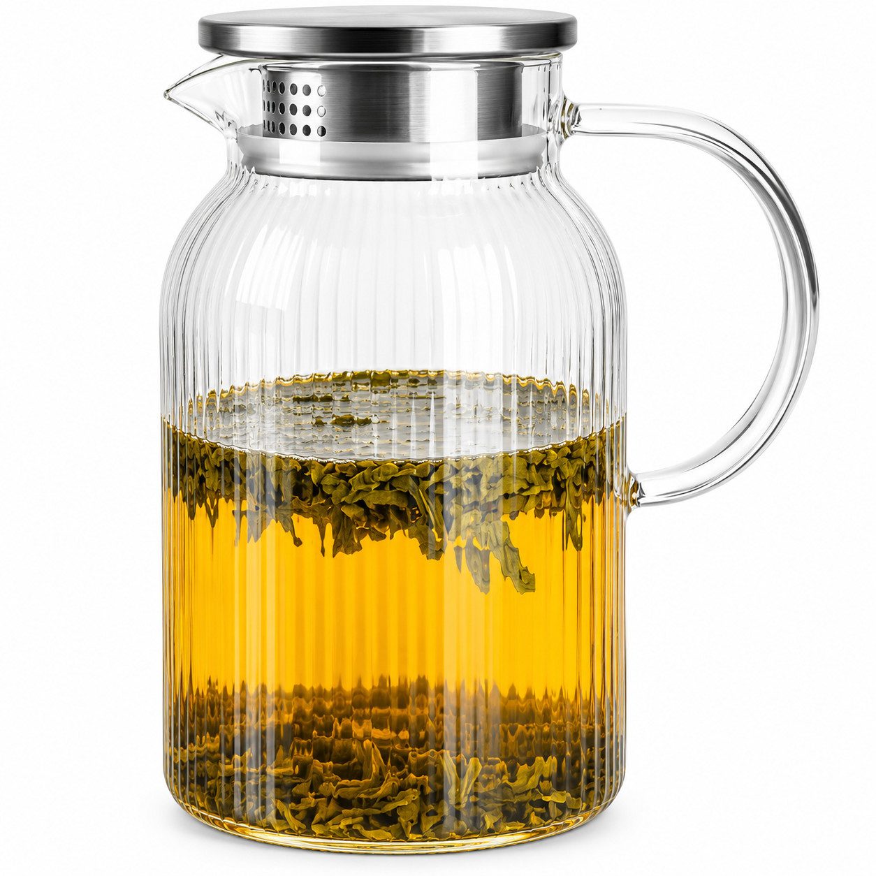 Sendez Wasserkaraffe 1,5L mit Edelstahl Filter Relief Wasserkrug Wasserkaraffe Glaskaraffe