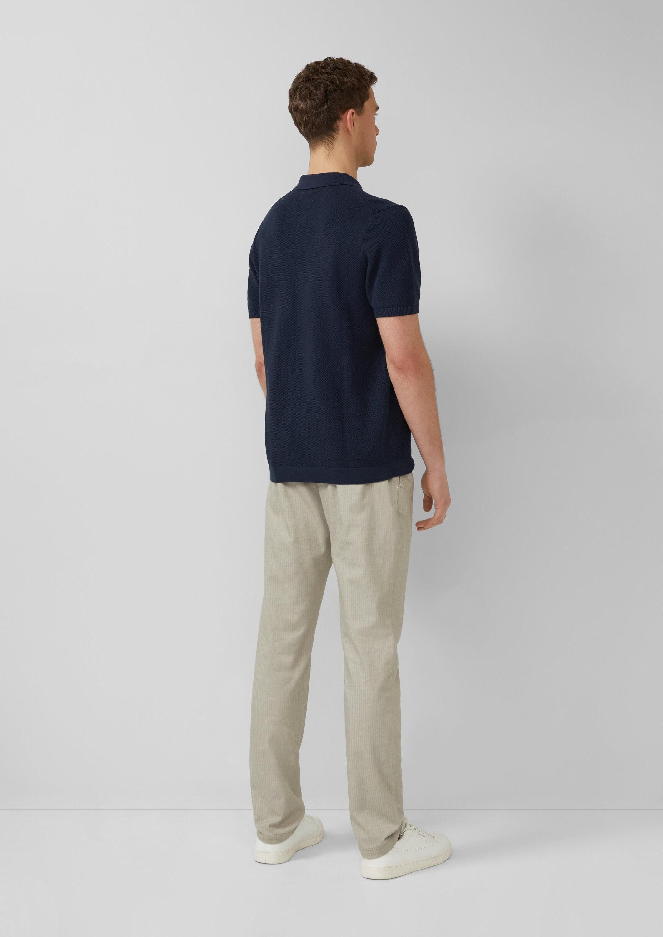 s.Oliver Kurzarmpullover Strickpullover Strukturiertes Strick-Poloshirt