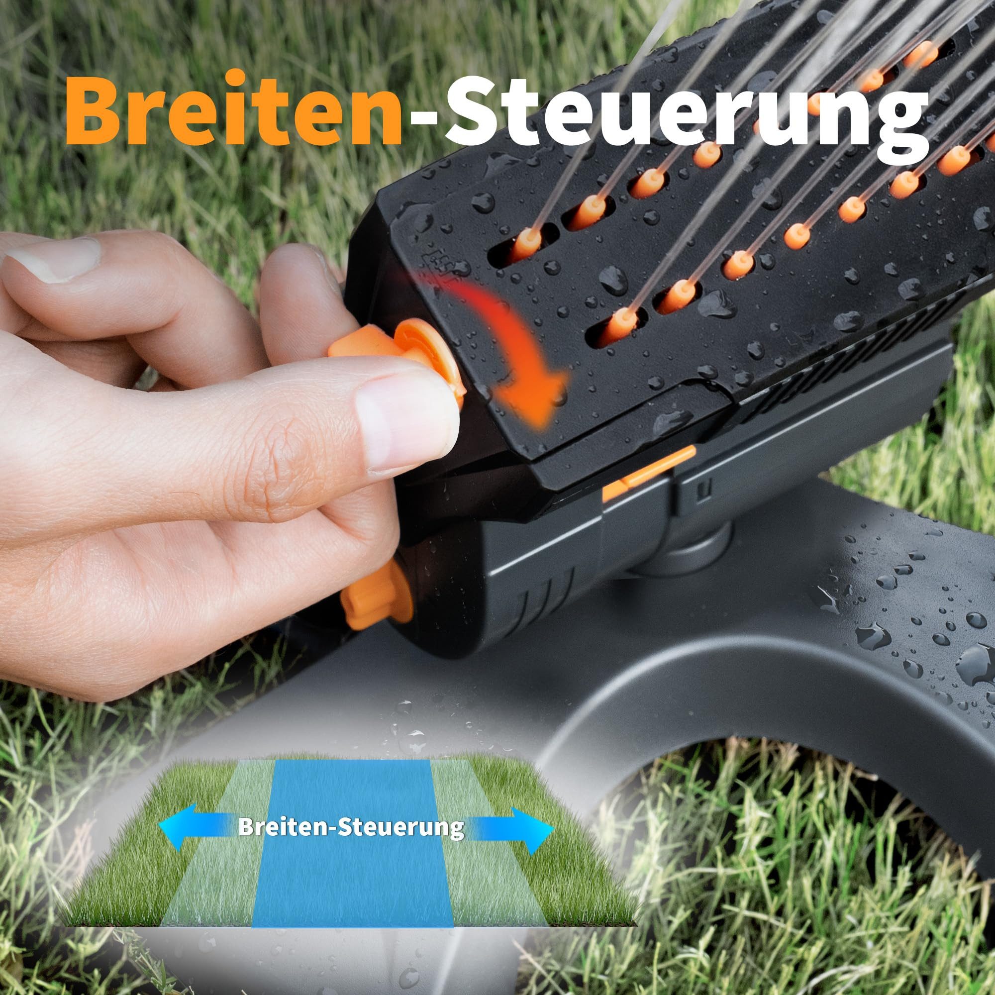 Diivoo Gartenspritze Mini Turbo Oszillierender Rasensprenger 16 Düsen, Garten Sprinkler, für Flächen bis 216 m²