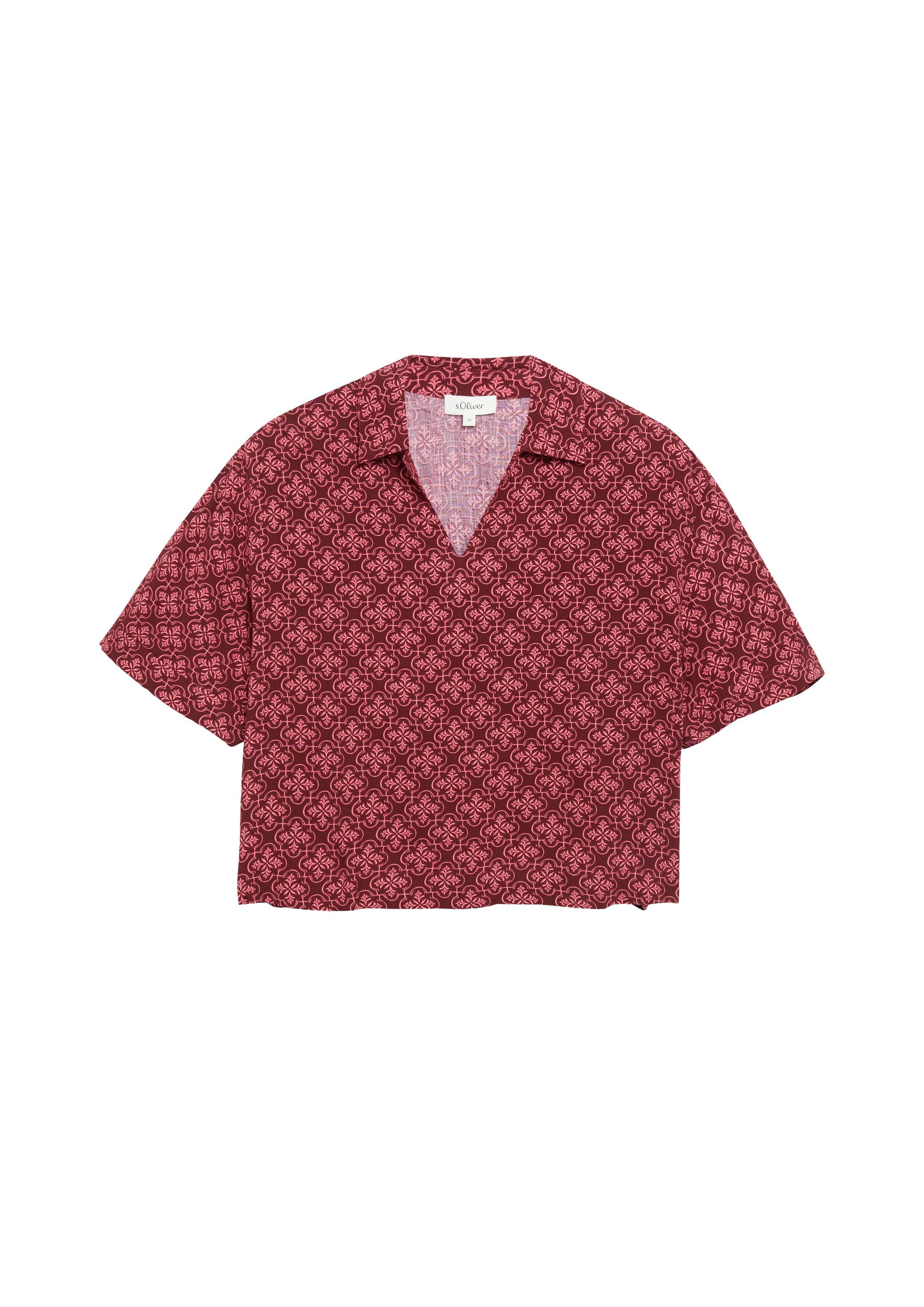 s.Oliver Kurzarmbluse Bluse Viskosebluse im Boxy Fit