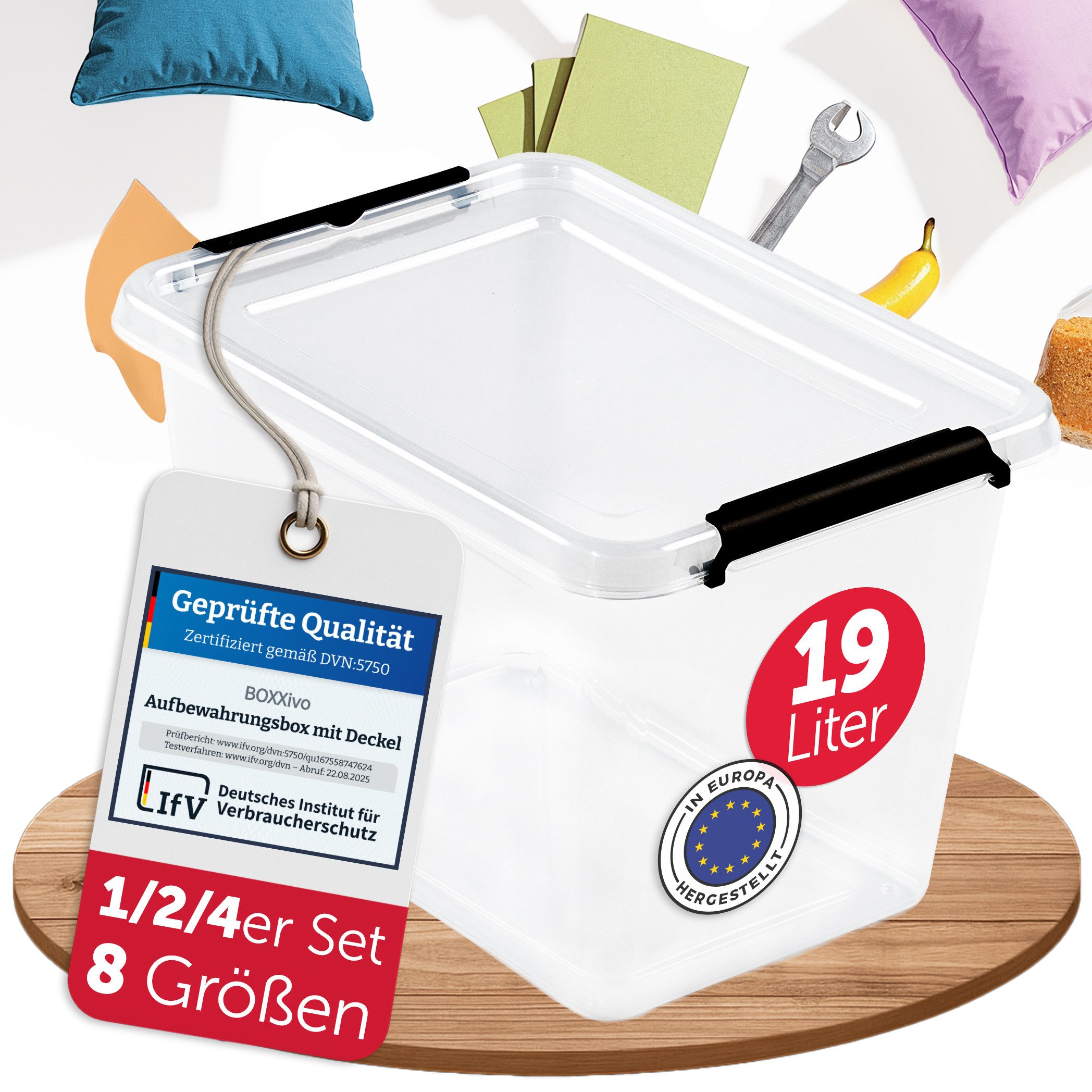 BOXXivo Aufbewahrungsbox Aufbewahrungsboxen mit Deckel BPA-freie & lebensmittelechte Boxen (1 St), Plastikbox mit Deckel - robuste & stapelbare Aufbewahrungsboxen