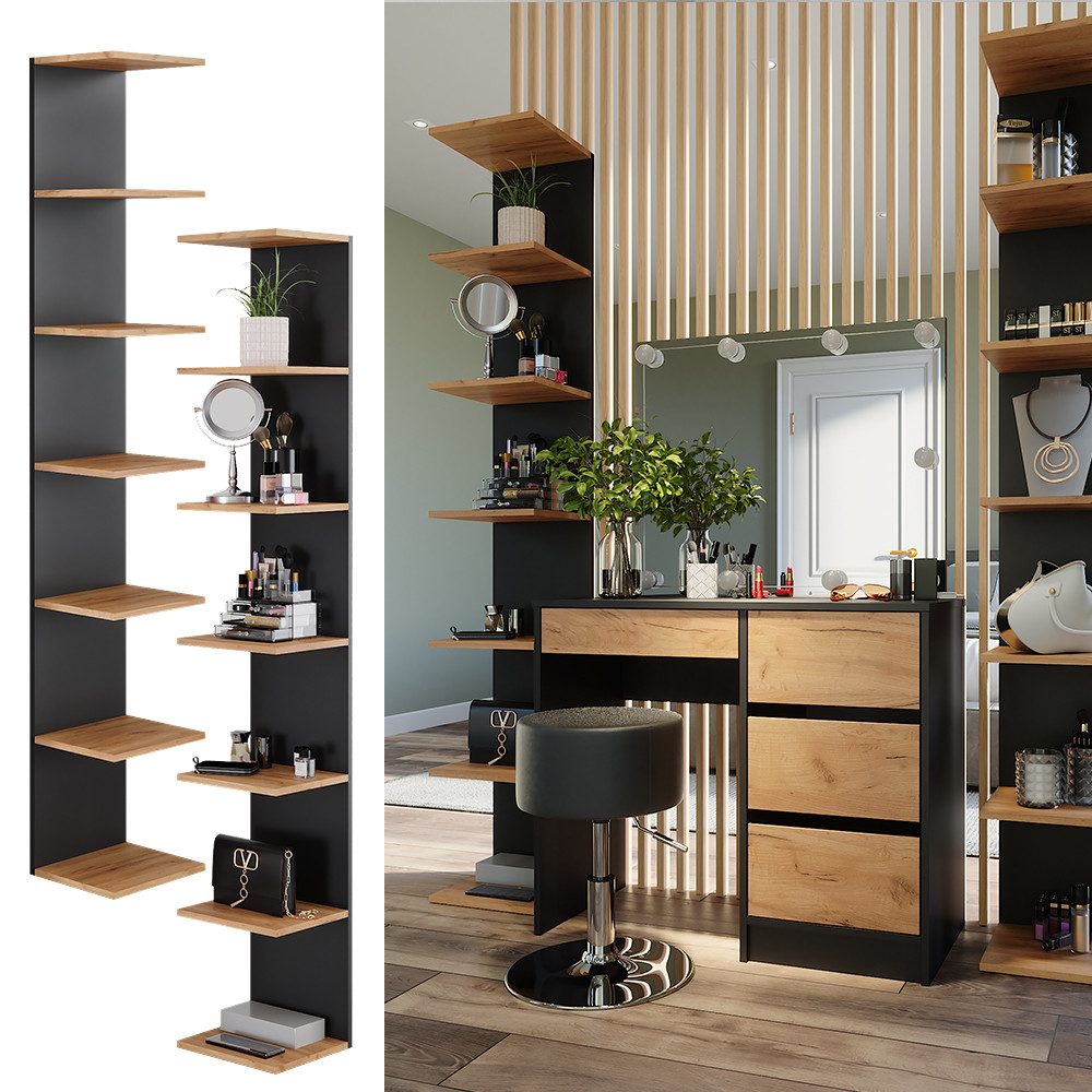 Vicco Bücherregal Paolo, Anthrazit/Goldkraft Eiche, 28 x 190 cm 2er Set günstig online kaufen