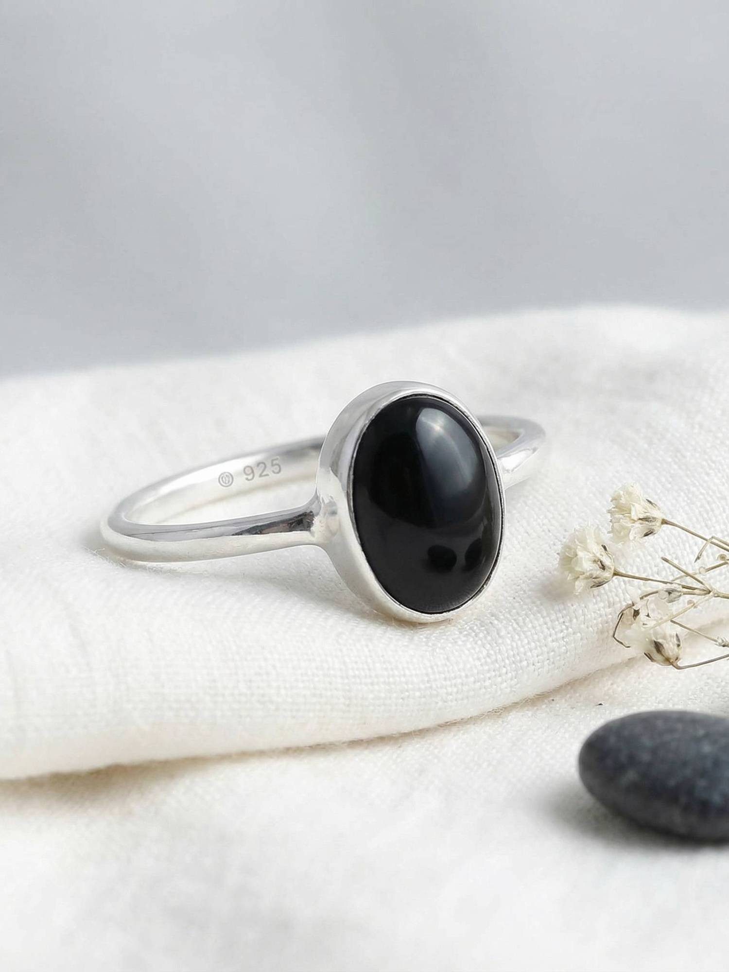 mantraroma Silberring SAMA oval aus 925 Silber mit Onyx (Ring mit Schmuckbe günstig online kaufen