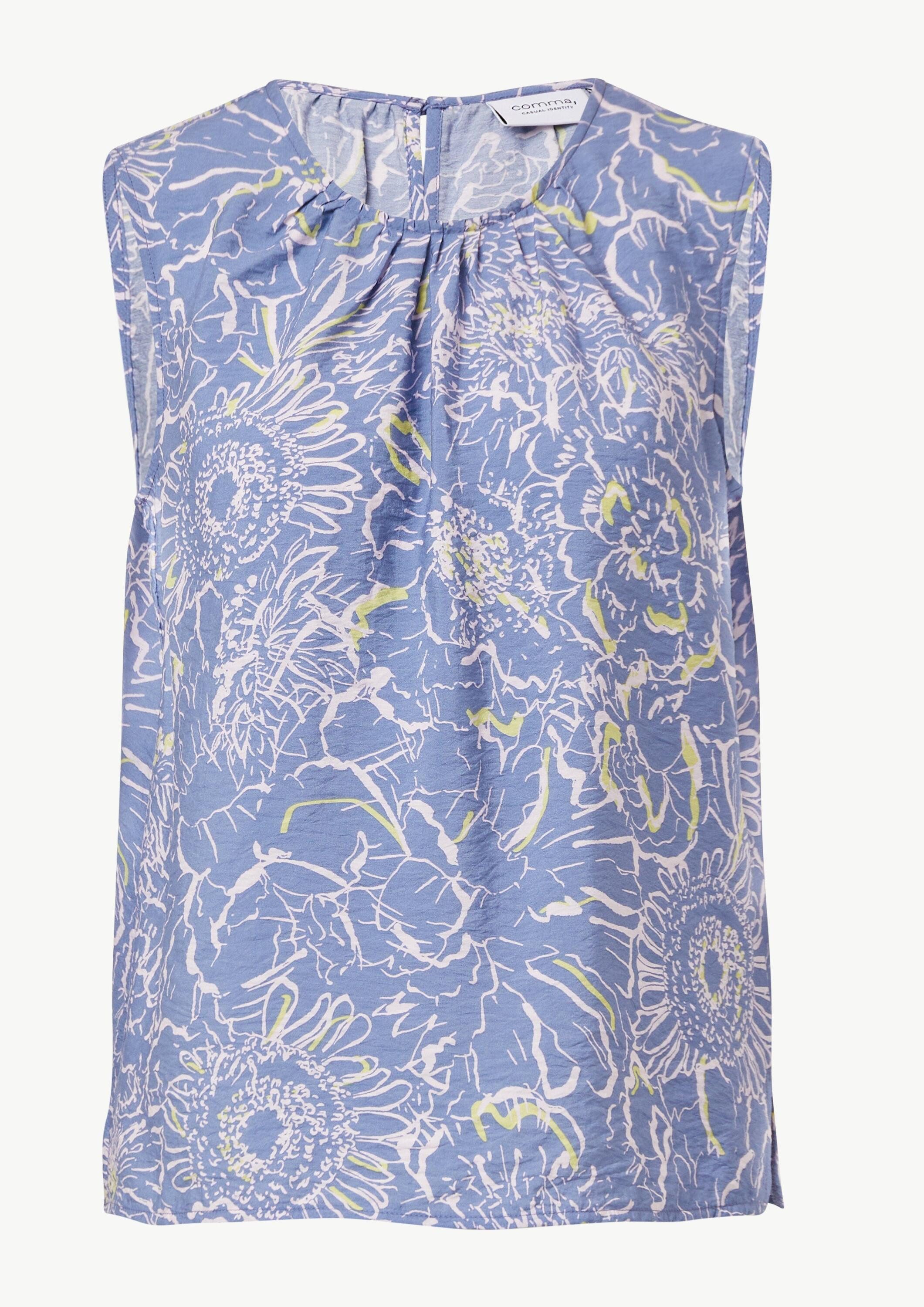 comma Blusentop Bluse Strukturiertes Blusentop mit Raffung