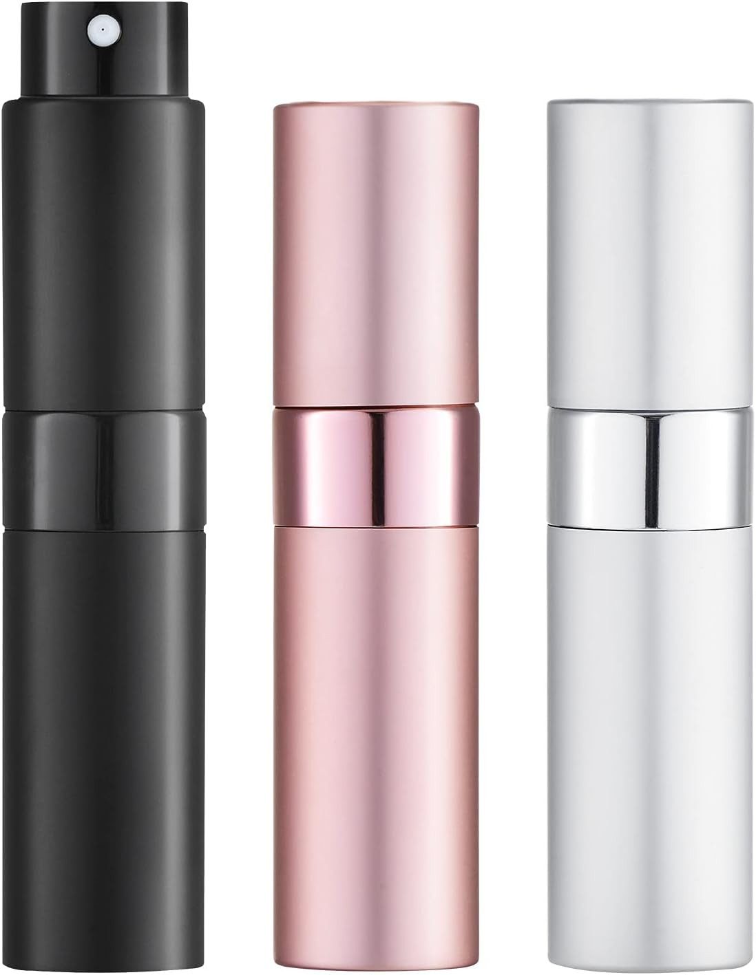 FELIXLEO Sprühflasche 3er Set 8ml Parfum Zerstäuber Leer Nachfüllbar Silber Pink Schwarz, (1-tlg)