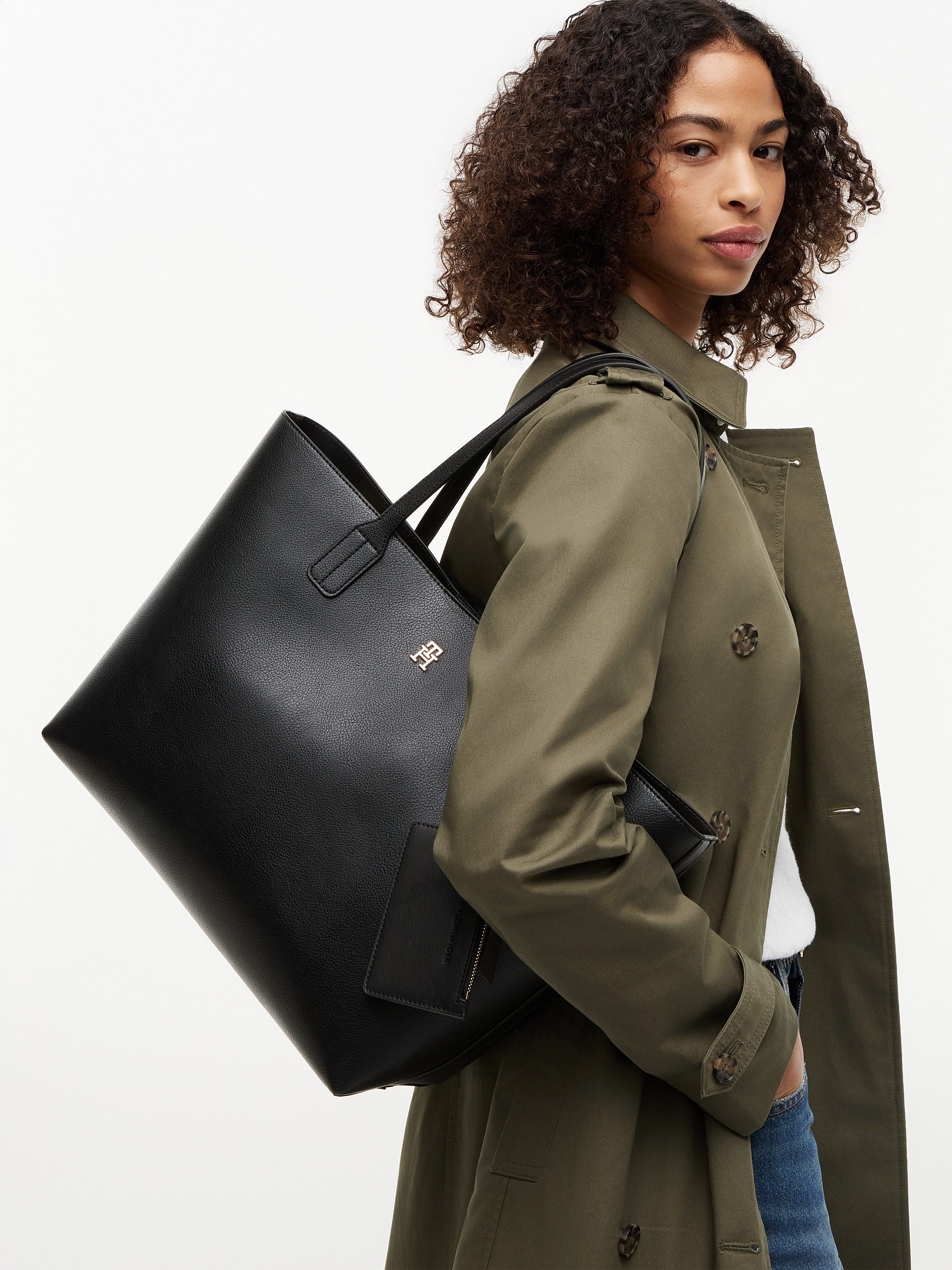 Tommy Hilfiger Tragetasche TH ICON TOTE, Damen Handtasche, Shopper mit doppeltem Henkel