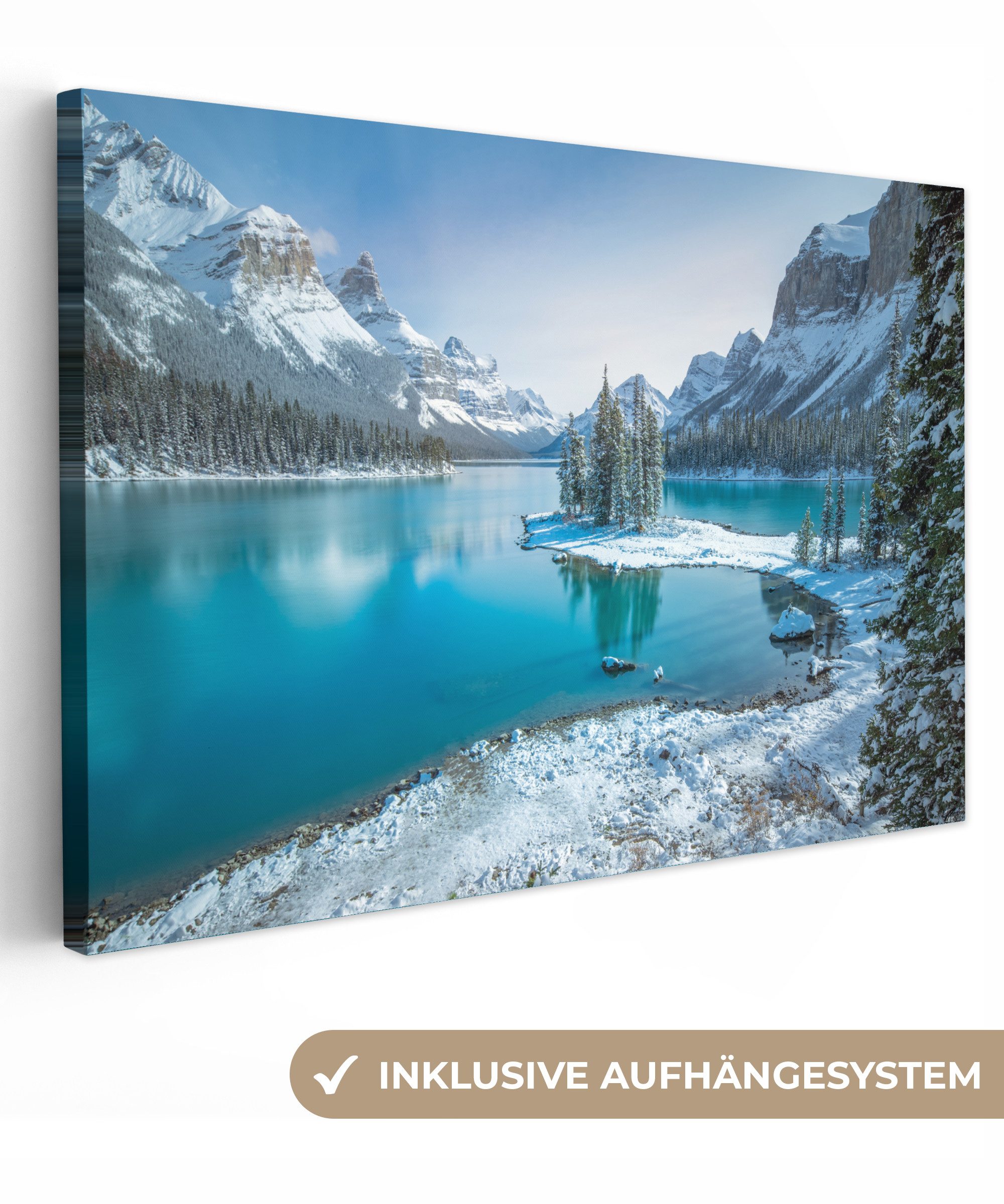 OneMillionCanvasses® Leinwandbild Landschaft - Schnee - Winter - Wasser - B günstig online kaufen