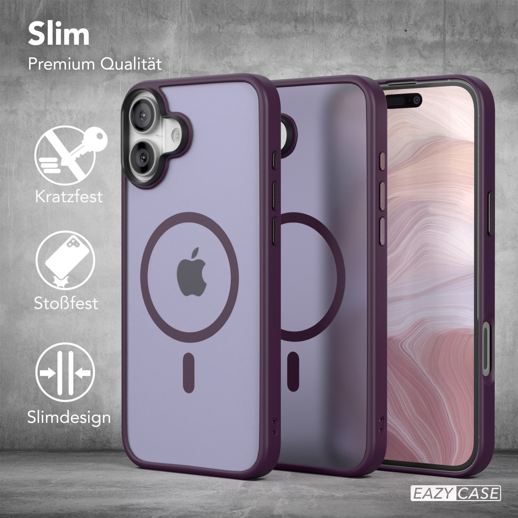 EAZY CASE Handyhülle Outdoor Case MagSafe für Apple iPhone 16 Plus 6,7 Zoll, Handyhülle stoßfest Silikon Case kratzfest modern Etui MagSafe Lila – Bild 5 von 5