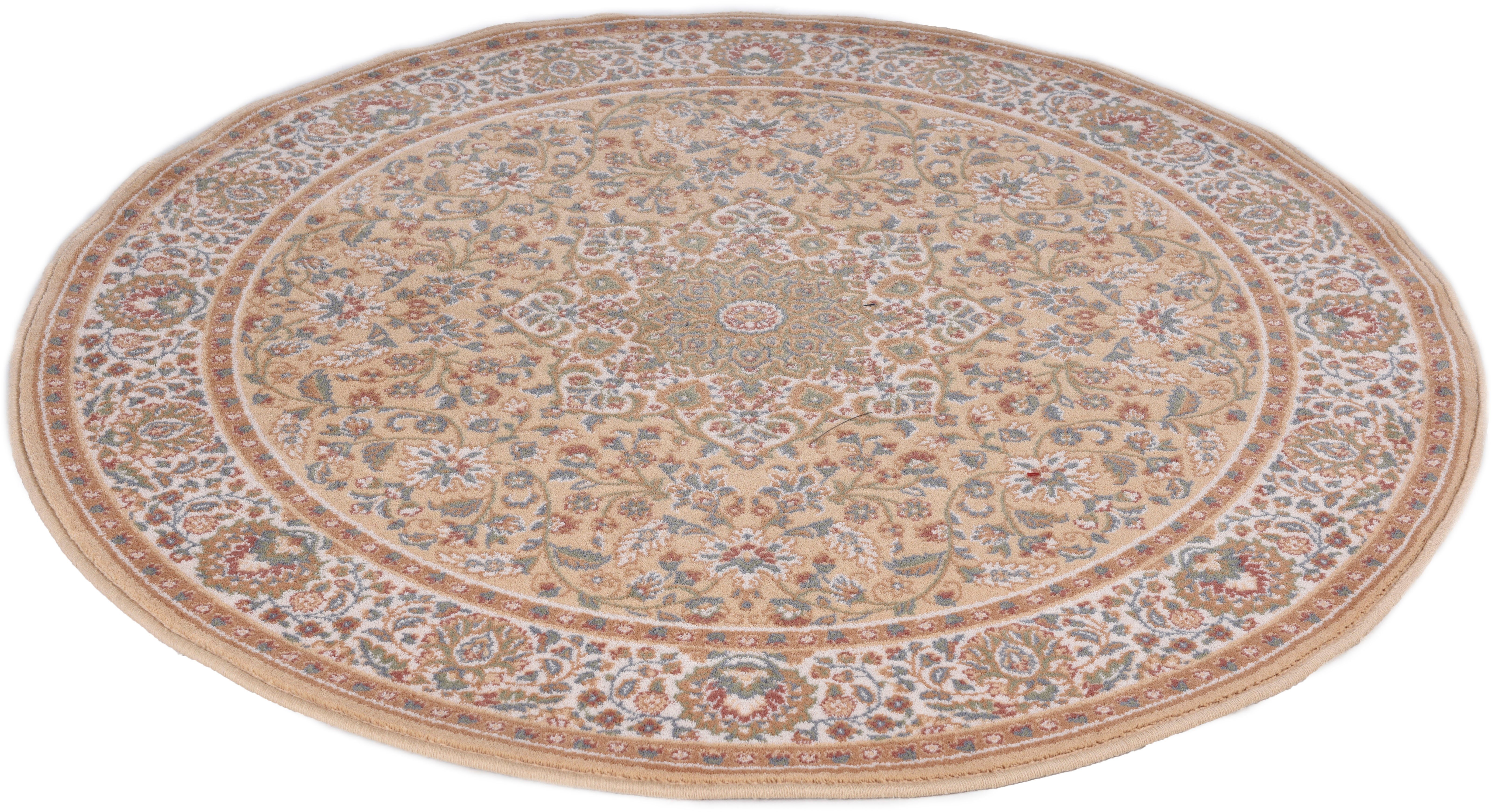 THEKO Wollteppich Dolna - 859, rund, Höhe: 10 mm, Kurzflor, reine Wolle, Orient-Optik