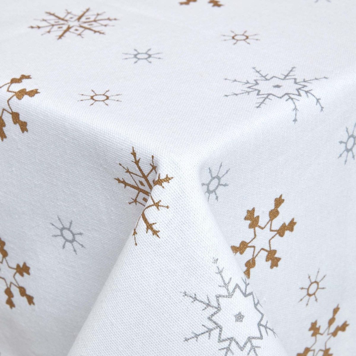 Homescapes Tischdecke Baumwoll-Tischdecke mit Schneeflocken-Muster, 137 günstig online kaufen