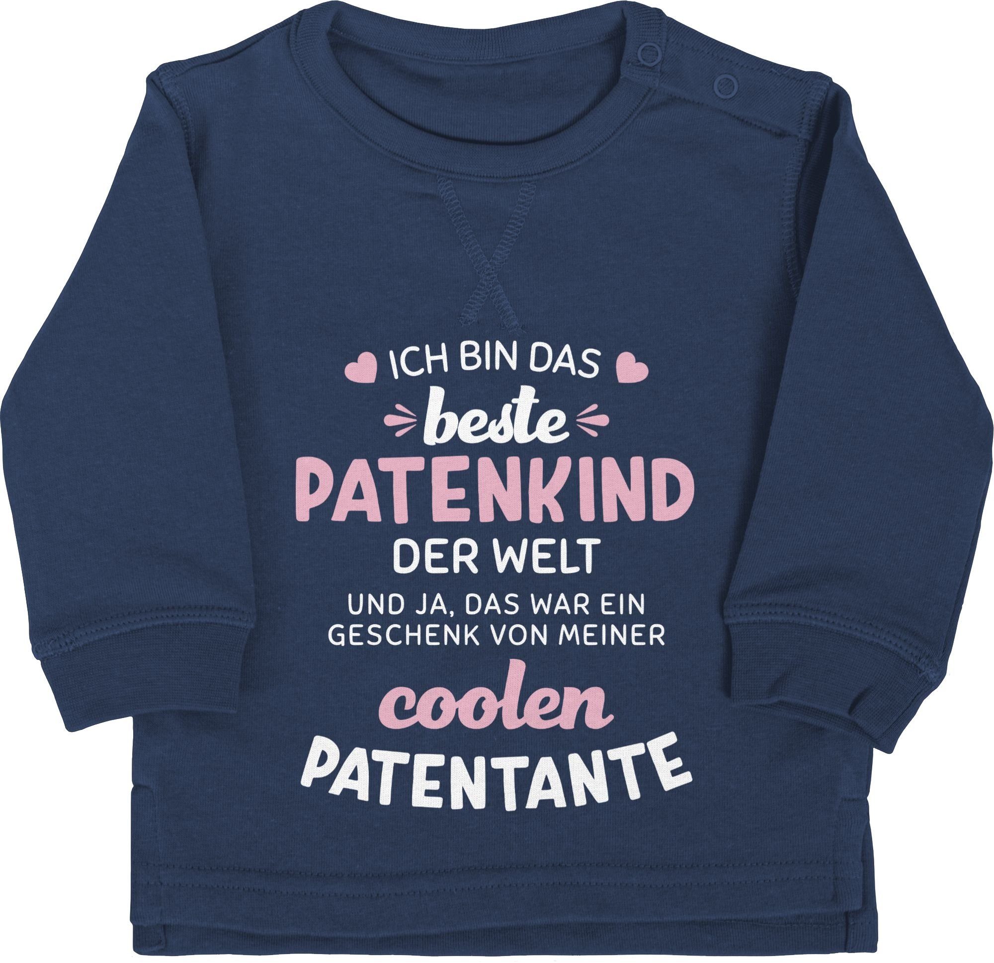 Shirtracer Sweatshirt Ich bin das beste Patenkind der Welt weiß/rosa Patentante Baby 1 Navy Blau