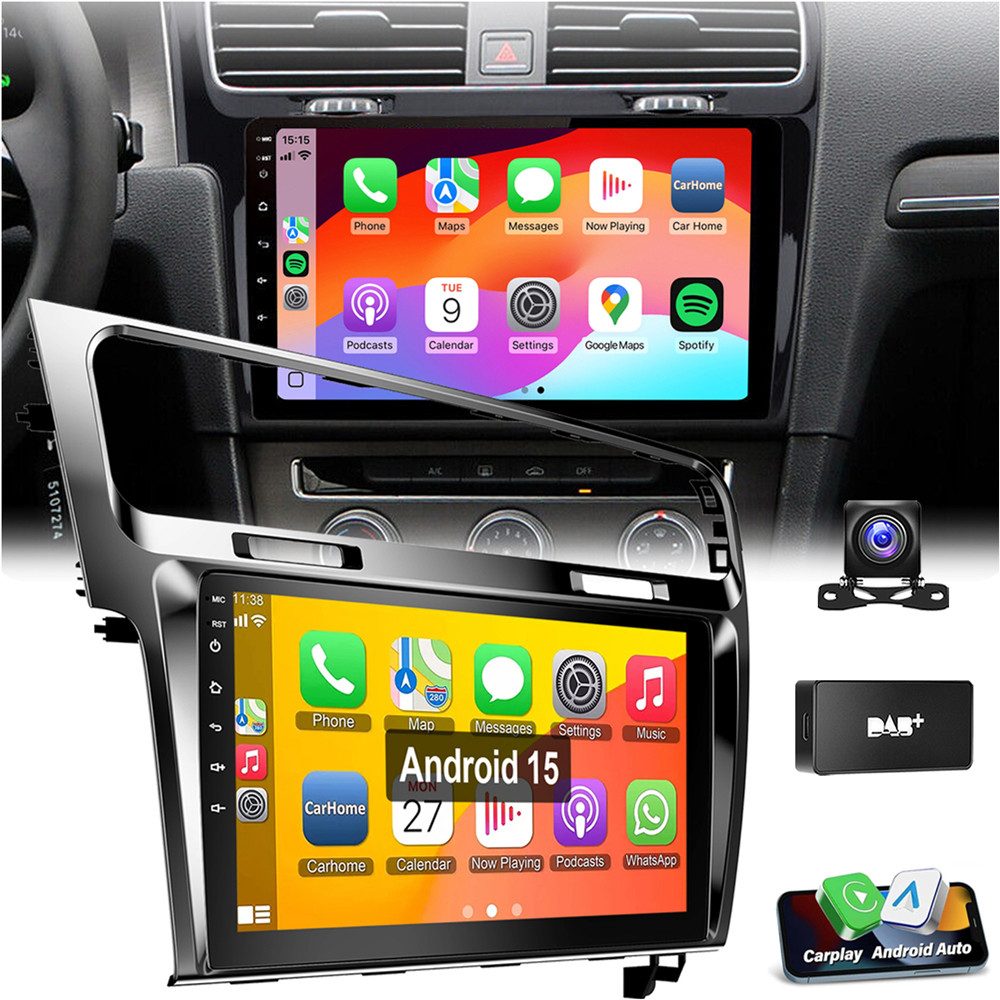 ESSGOO 10.1" Für VW Golf 7 VII MK7 2013-2017 Android 15 Autoradio Autoradio (RDS, Digitalradio (DAB), FM, Carplay GPS NAVI WIFI RDS SWC BT)