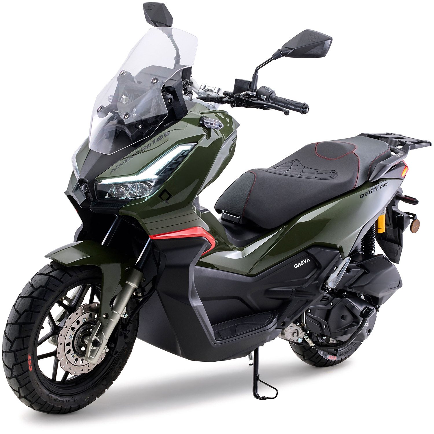 Burnout Motorroller QS125 ADV Grün, 125 ccm, 90 km/h, Euro 5+, TFT Display, LED, Keyless Go