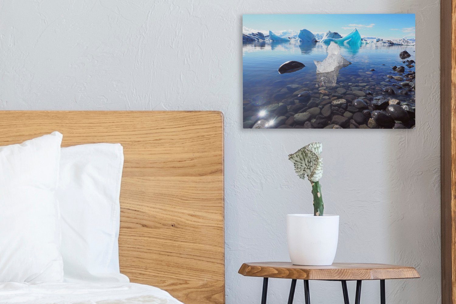 (1 Vatnajökull-Nationalpark Aufhängefertig, Wanddeko, cm Eisberge in St), Wandbild Island, im Leinwandbild Leinwandbilder, OneMillionCanvasses® 30x20