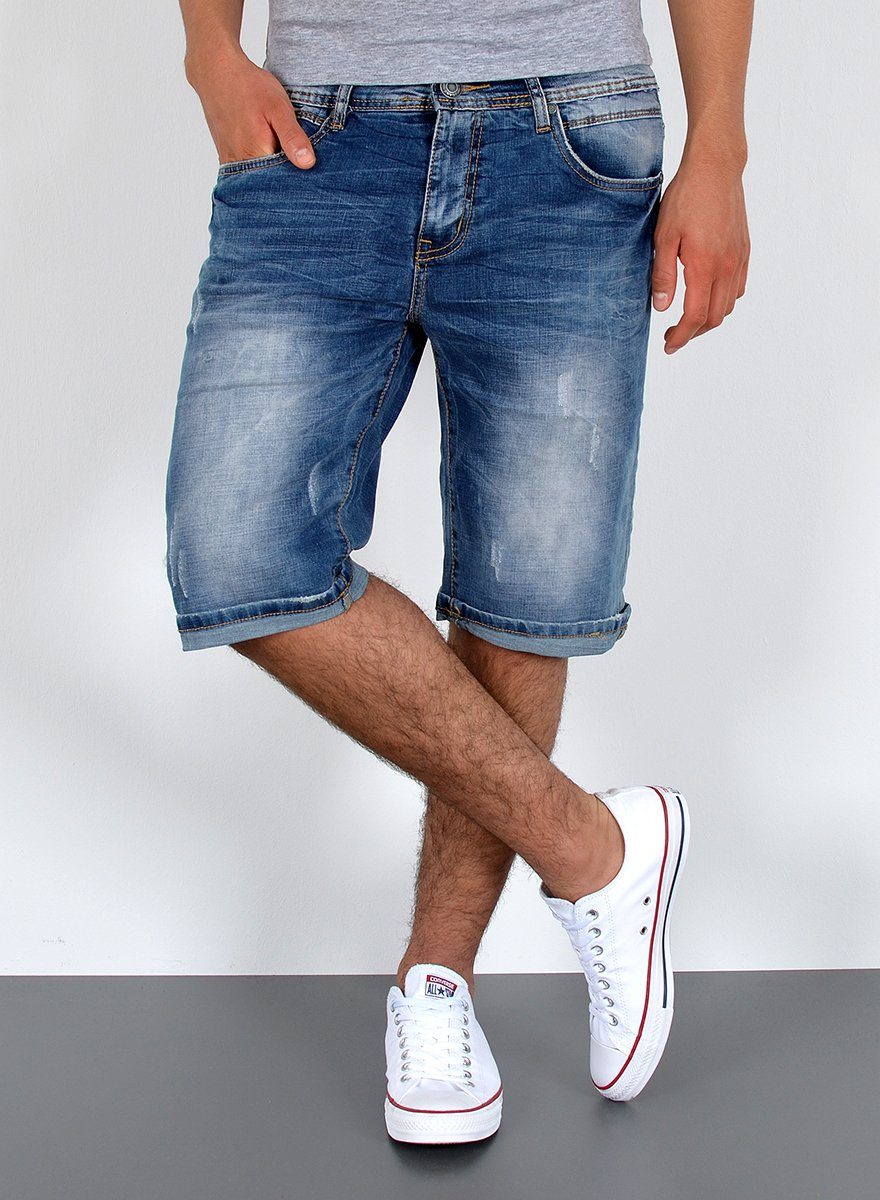 ESRA Jeansshorts Jeans Shorts Herren Jeansshorts Stretch Sommer Hose bis Übergröße Herren Jeans Shorts Herren Sommerhose Stretch Hose Herren Capri Jeans