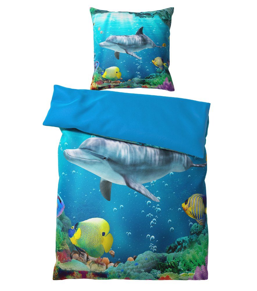 Bettwäsche Delphin 135x200 cm, Bettbezug und Kissenbezug