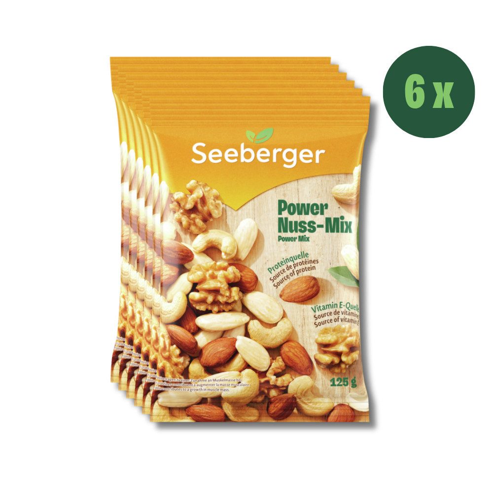 Seeberger Snacks Nüsse Seeberger Power-Nuss-Mix Multipack - 6 x 125 g, Proteinquelle