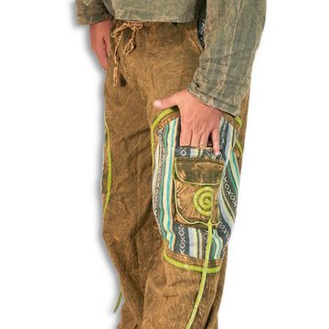 KUNST UND MAGIE Cargohose Stonewashed Cargohose Hippie Goa Cargo Hose Pluderhose Haremshose Bunt