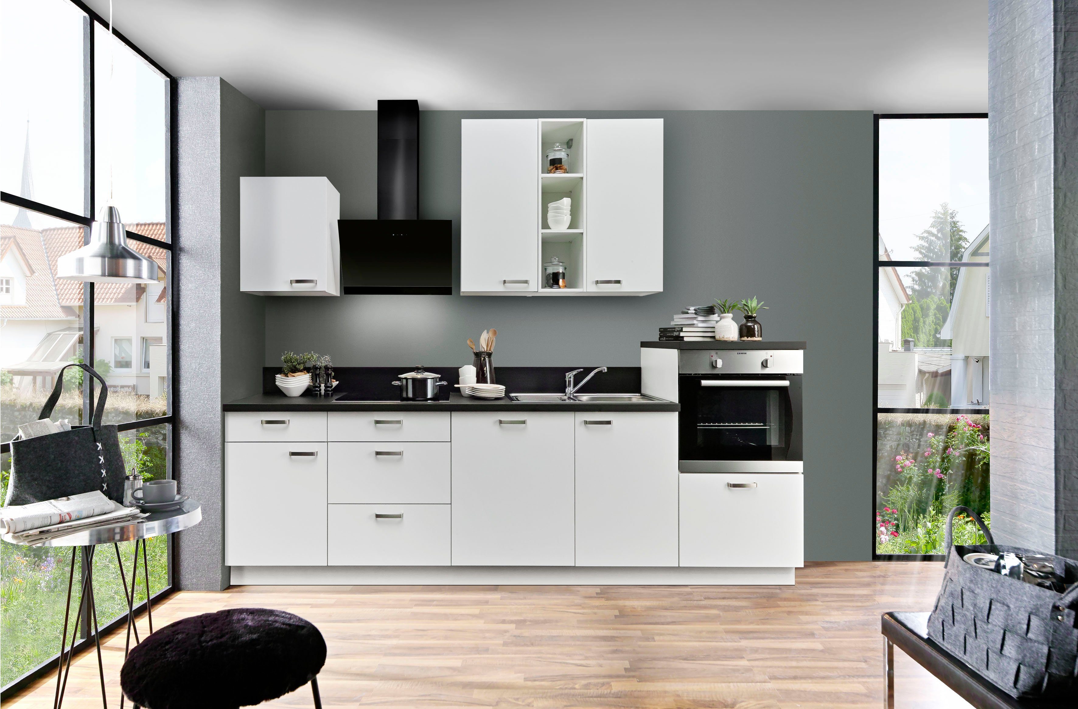 Küchen 280 Soft-Close-Funktion Breite und cm mit Küchenzeile vormontiert, Express Bari, Vollauszügen,