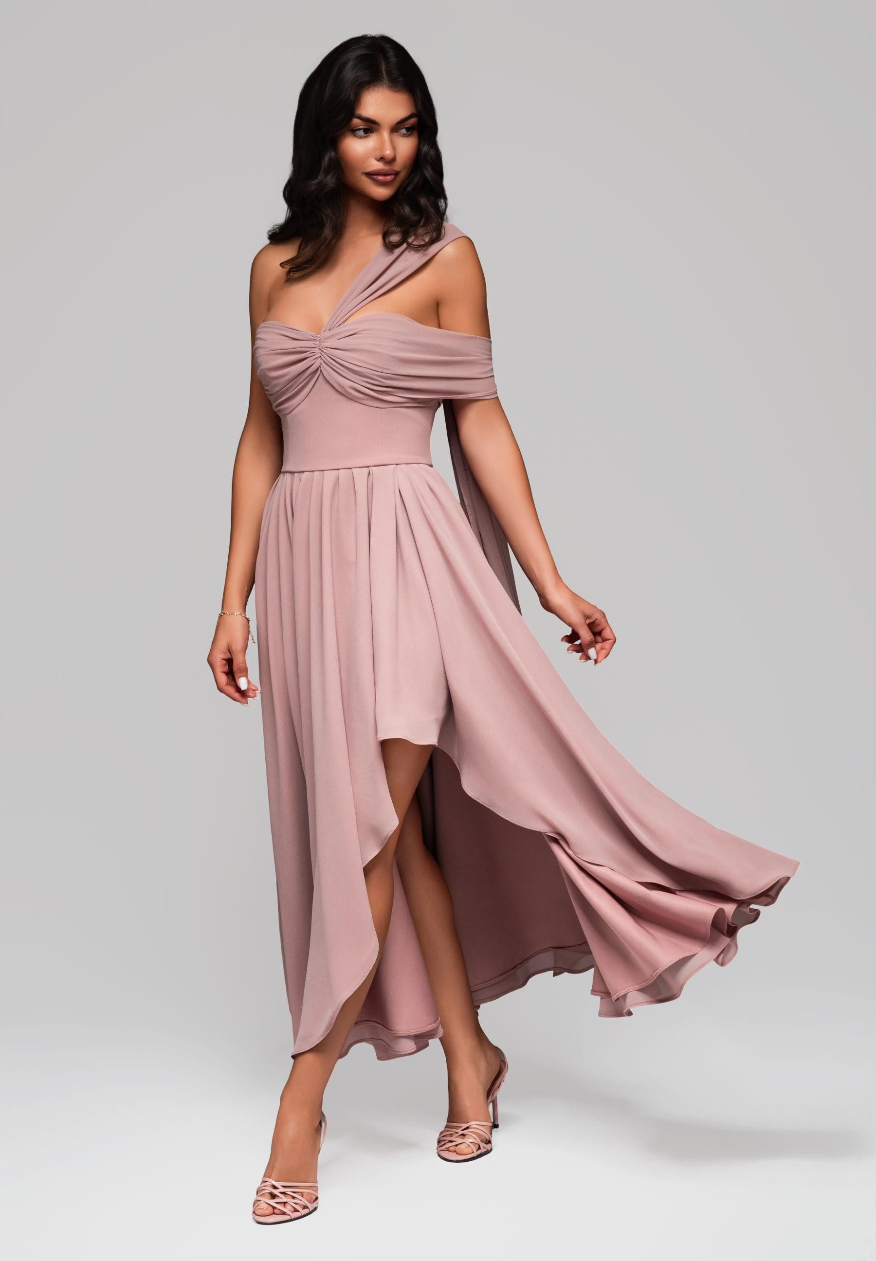 OMBRE Abendkleid Elegantes Abendkleid mit drapierten Träger günstig online kaufen