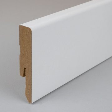 PROVISTON Sockelleiste MDF, 12 x 58 x 2400 mm, Weiß, Fußleiste, MDF foliert