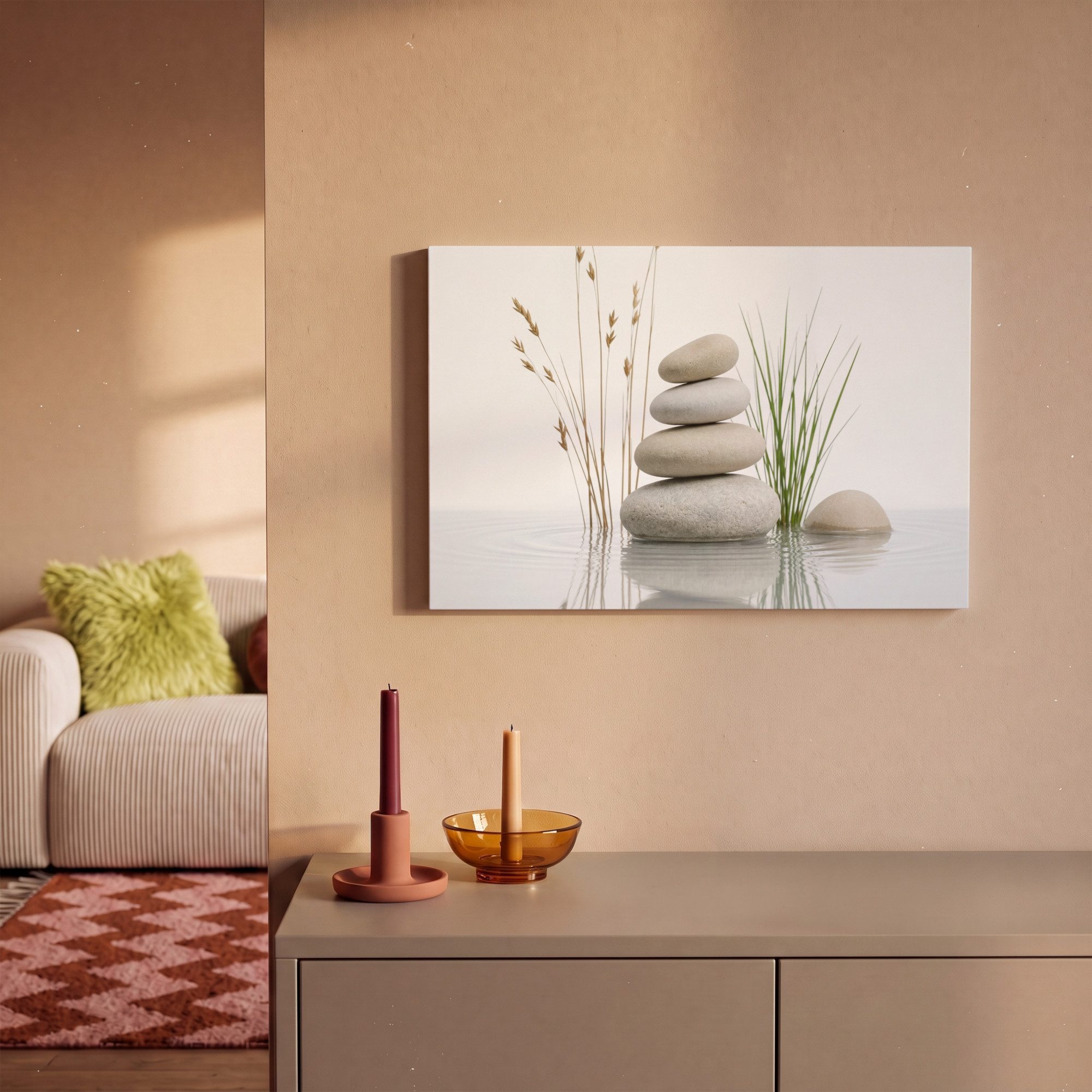 OneMillionCanvasses® Leinwandbild Steine - Gelassenheit - Grau, Fotodruck (1 St), Leinwand Canvas Wandbild, Wanddekoration 20x30 cm – Bild 2 von 5