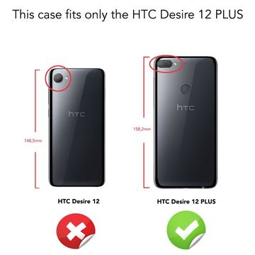 Nalia Smartphone-Hülle HTC Desire 12 Plus, Leder Look Silikon Hülle / Anti-Fingerabdruck / Kratzfest / Rutschfest
