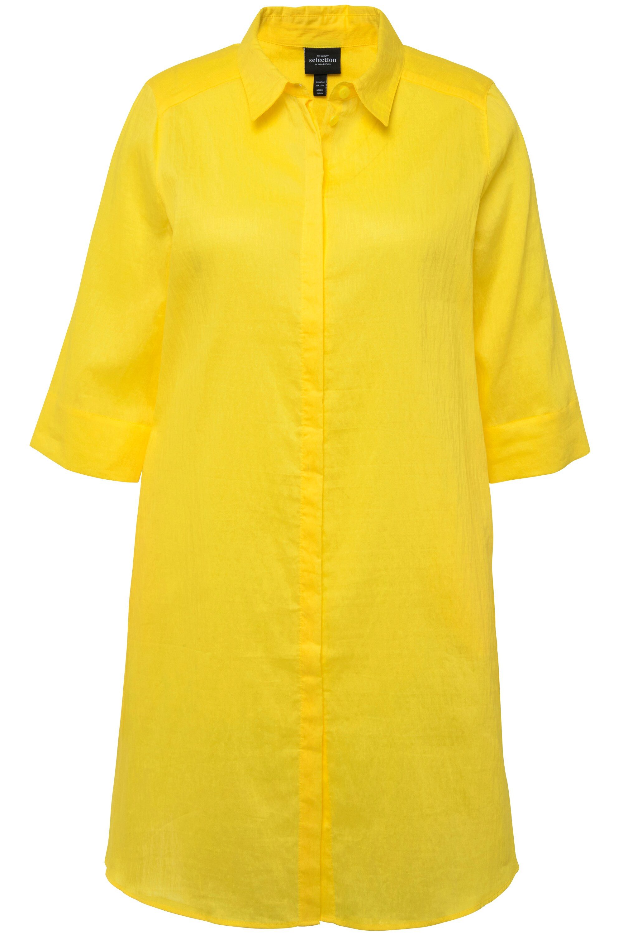 Ulla Popken Hemdbluse Longbluse Leinenmix A-Linie günstig online kaufen