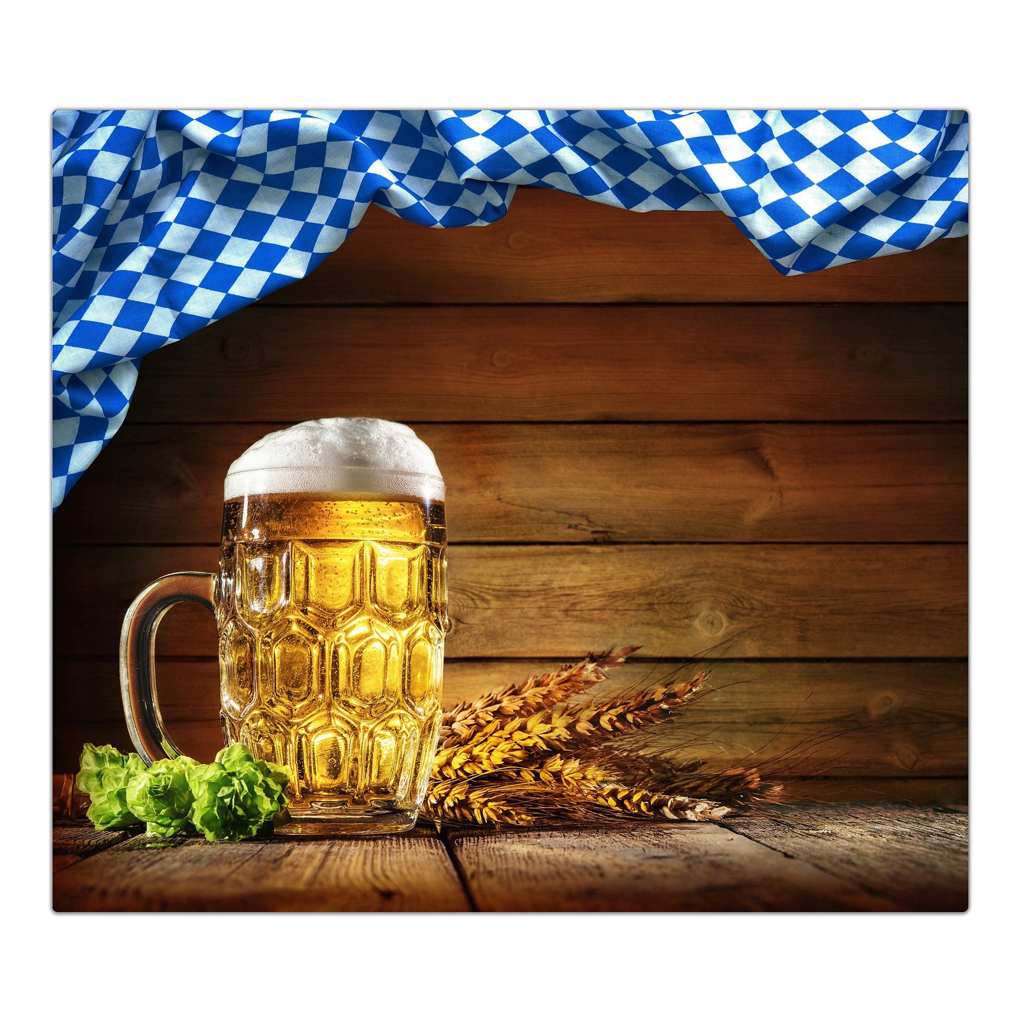 (1 in Herdabdeckplatte Bier tlg) Herd-Abdeckplatte Glas, Glas aus Spritzschutz Oktoberfestoptik, Primedeco