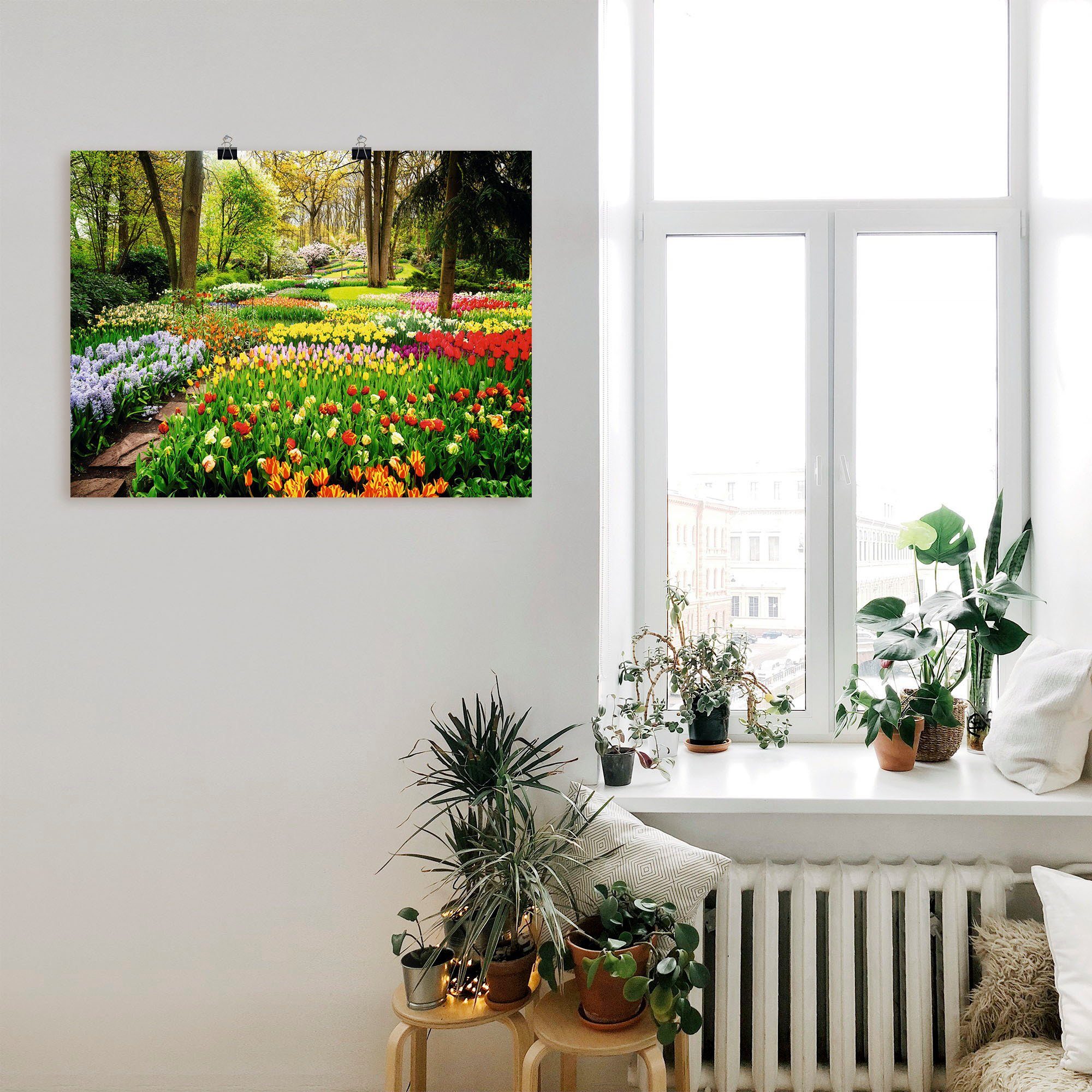 Leinwandbild, Tulpen Frühling, oder Größen (1 Blumenwiese Artland St), Wandaufkleber Garten versch. als Wandbild Poster in Alubild,