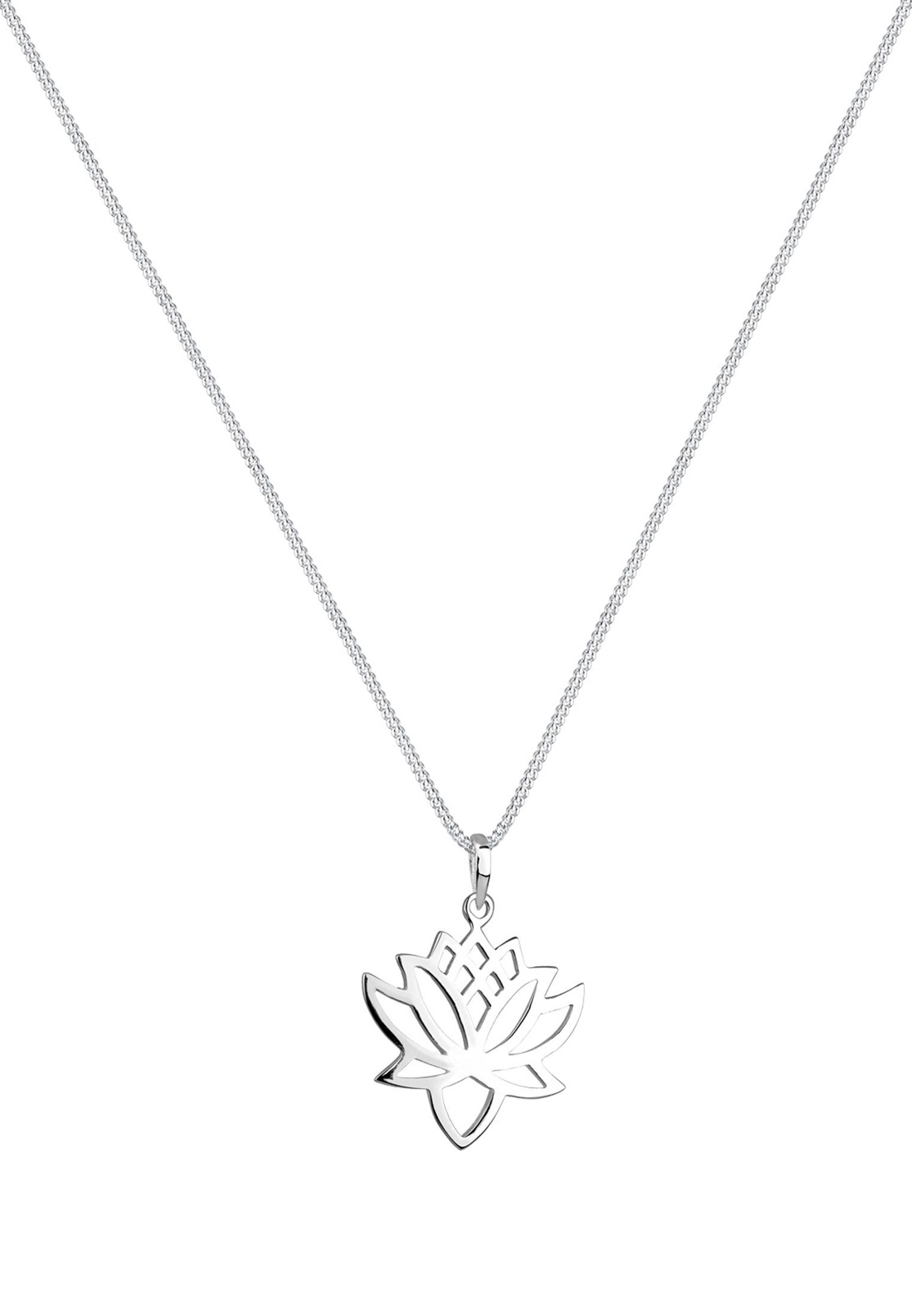 Silber, Anhänger mit Blume Lotus Elli 925 Kette Lotusblume Talisman Blüte