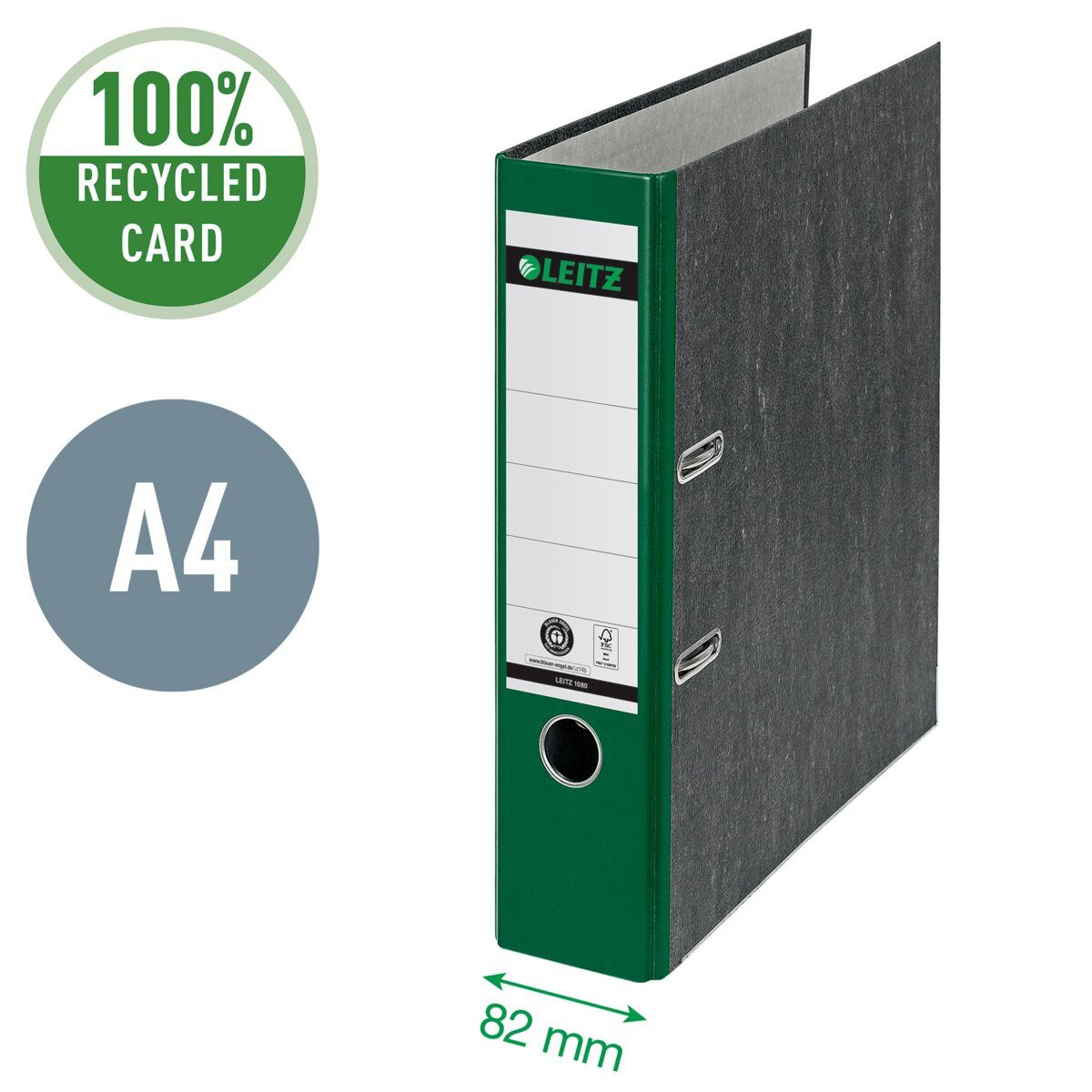 LEITZ Aktenordner Ordner Wolkenmarmor A4 80mm 180Grad grün Packung mit 20 Stück