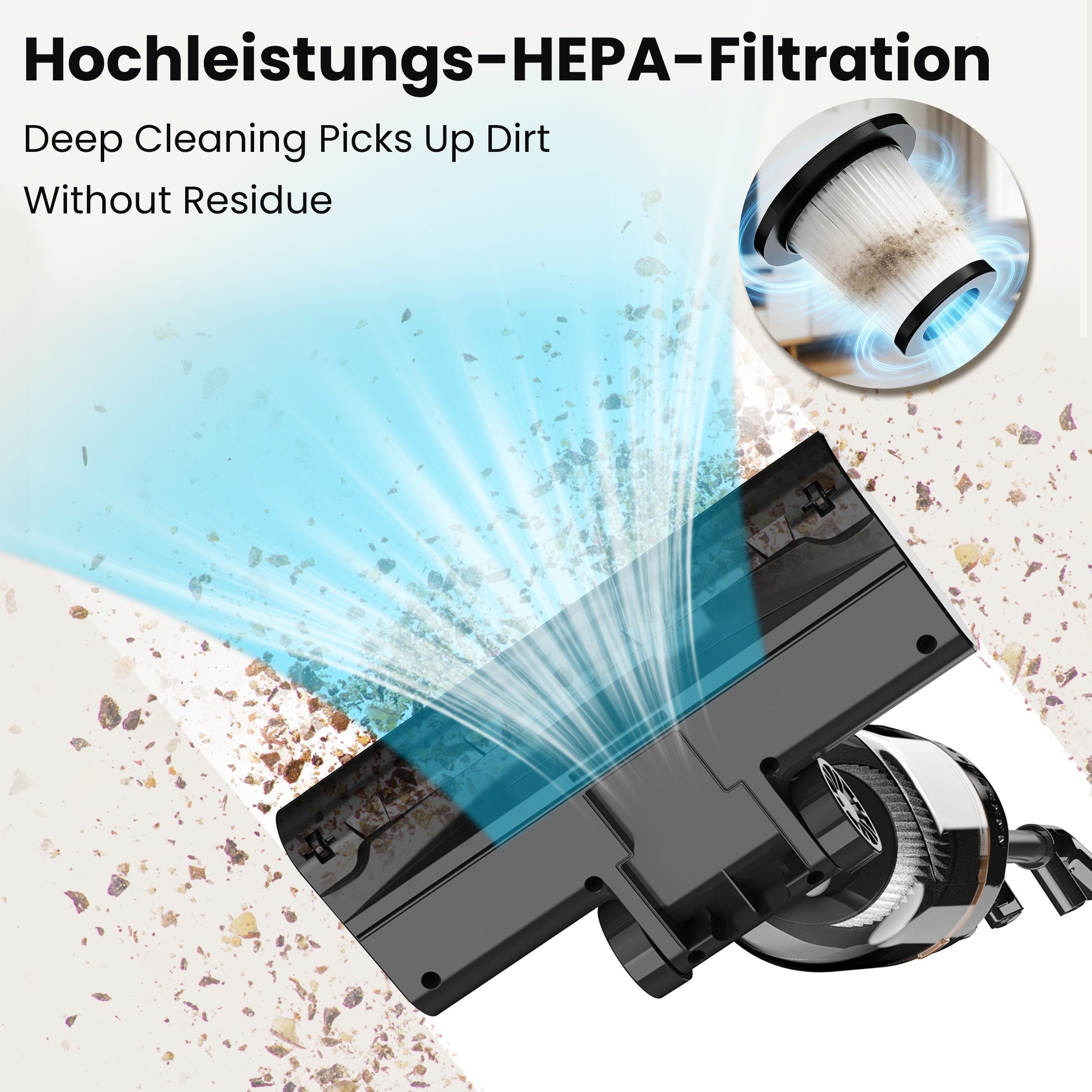 INSE Bodenstaubsauger Kabelgebundener Stabstaubsauger,5 Meter Stromkabel,2 in 1 model, 600 W, beutellos, Leichtgewicht,kabelgebunden,600W Hochleistungsmotor – Bild 5 von 5
