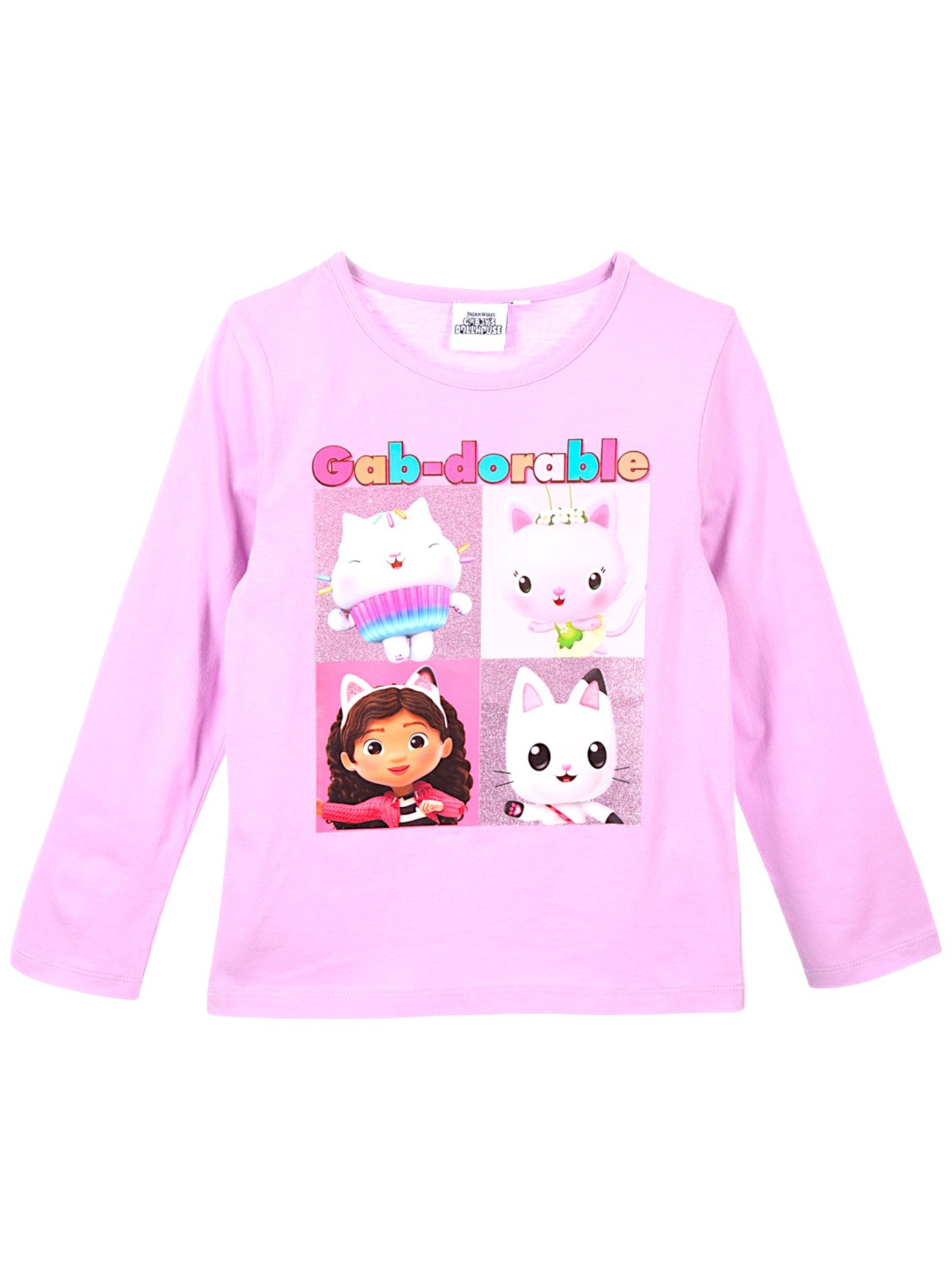 Dreamworks Gabby’s Dollhouse Langarmshirt Gab-dorable Mädchen Shirt aus Baumwolle mit Glitzer Gr. 98 - 128 cm