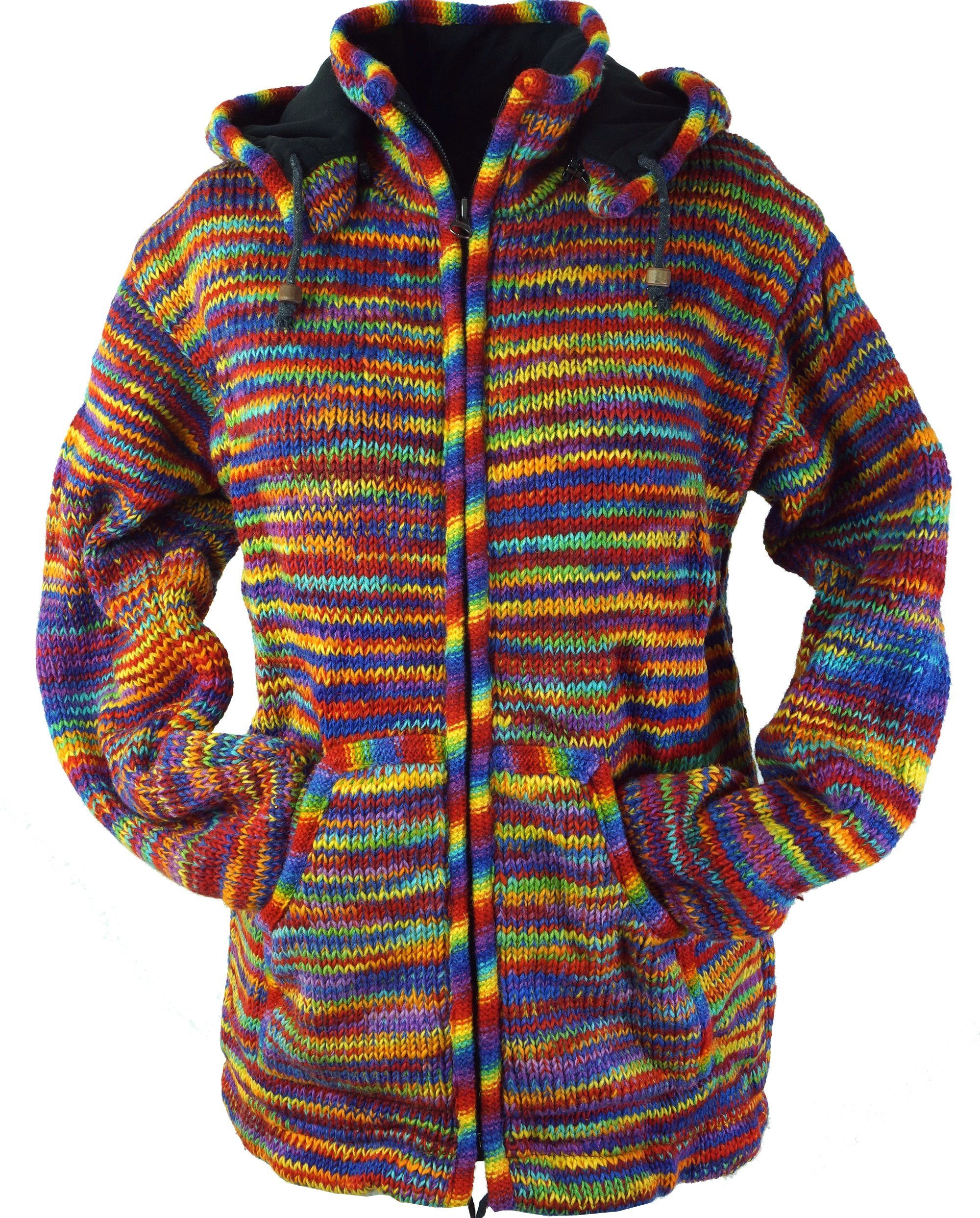 Guru-Shop Langjacke Strickjacke Wolljacke Nepaljacke - Modell 12 alternative Bekleidung