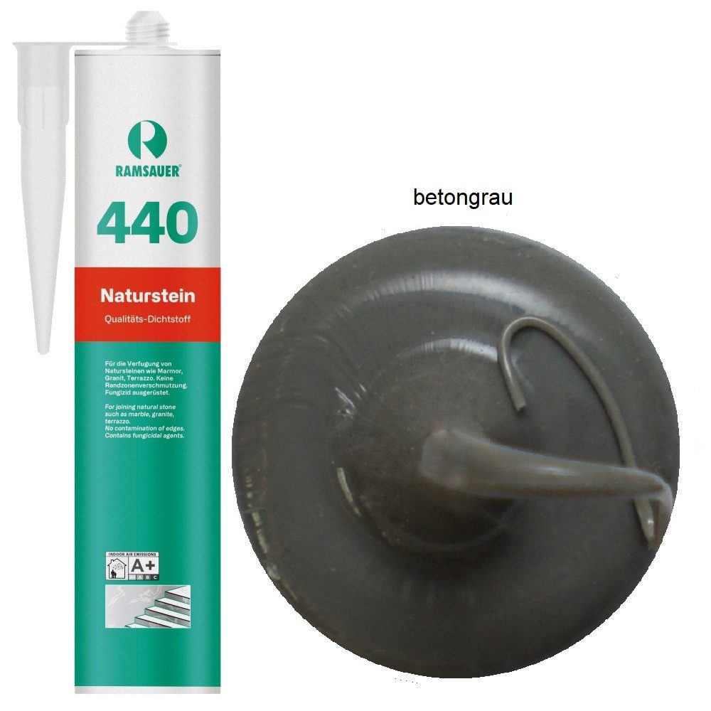 Ramsauer Dichtstoff Ramsauer 440 Naturstein Silikon Dichtstoff 310ml Kartusche, gebrauchsfertig, UV beständig, neutral vernetzend, schnellhärtend, pilzhemmend