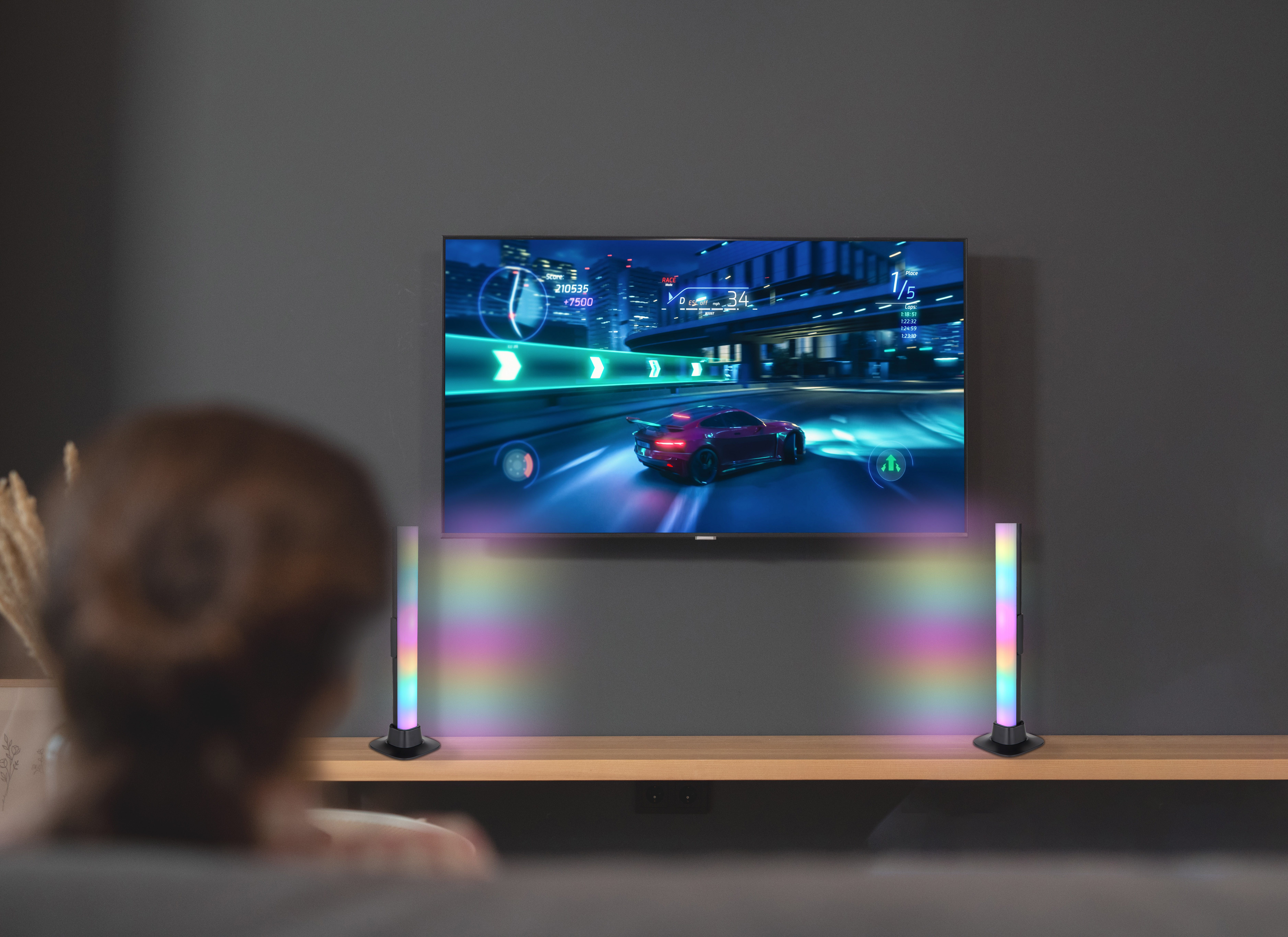 GLOBO LIGHTING Tischleuchte POLLIVER, Dimmfunktion, RGB, Smart Home, Timerfunktion, mehrere Helligkeitsstufen, LED fest integriert, Tischlampe Nachttischlampe Deko-Tischleuchte Schlafzimmer
