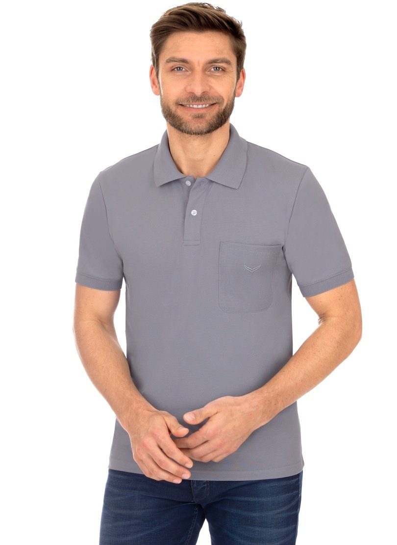 Trigema Poloshirt TRIGEMA Polohemd mit cool-grey Brusttasche