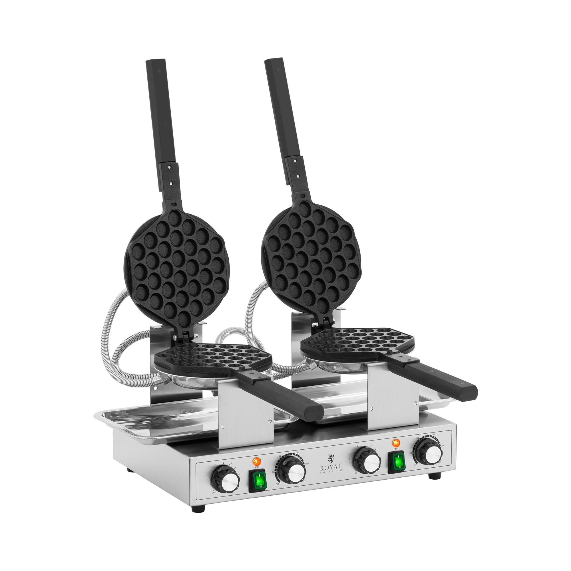 Royal Catering Вафельницы Doppel Bubble Waffel 2 x 1400 W 50 - 250 °C Timer 0 - 5 min rotierbar, 2800 W