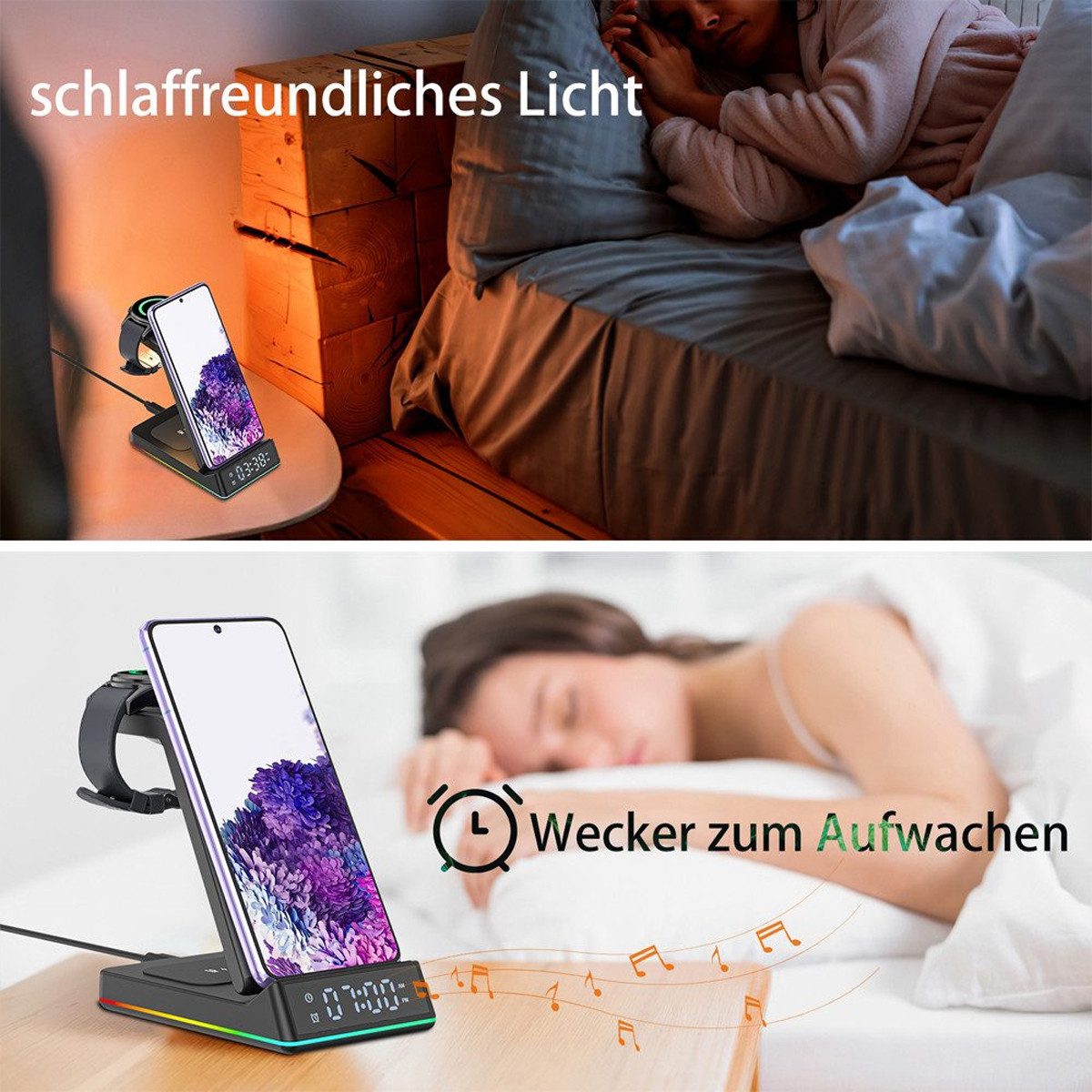 AeroAxis 3 in 1 Multifunktion Faltbarer Wireless Charger Induktions-Ladegerät Ladestation (Schnellladegerät, Kabelloses induktives Laden für Samsung, iOS, Watch)