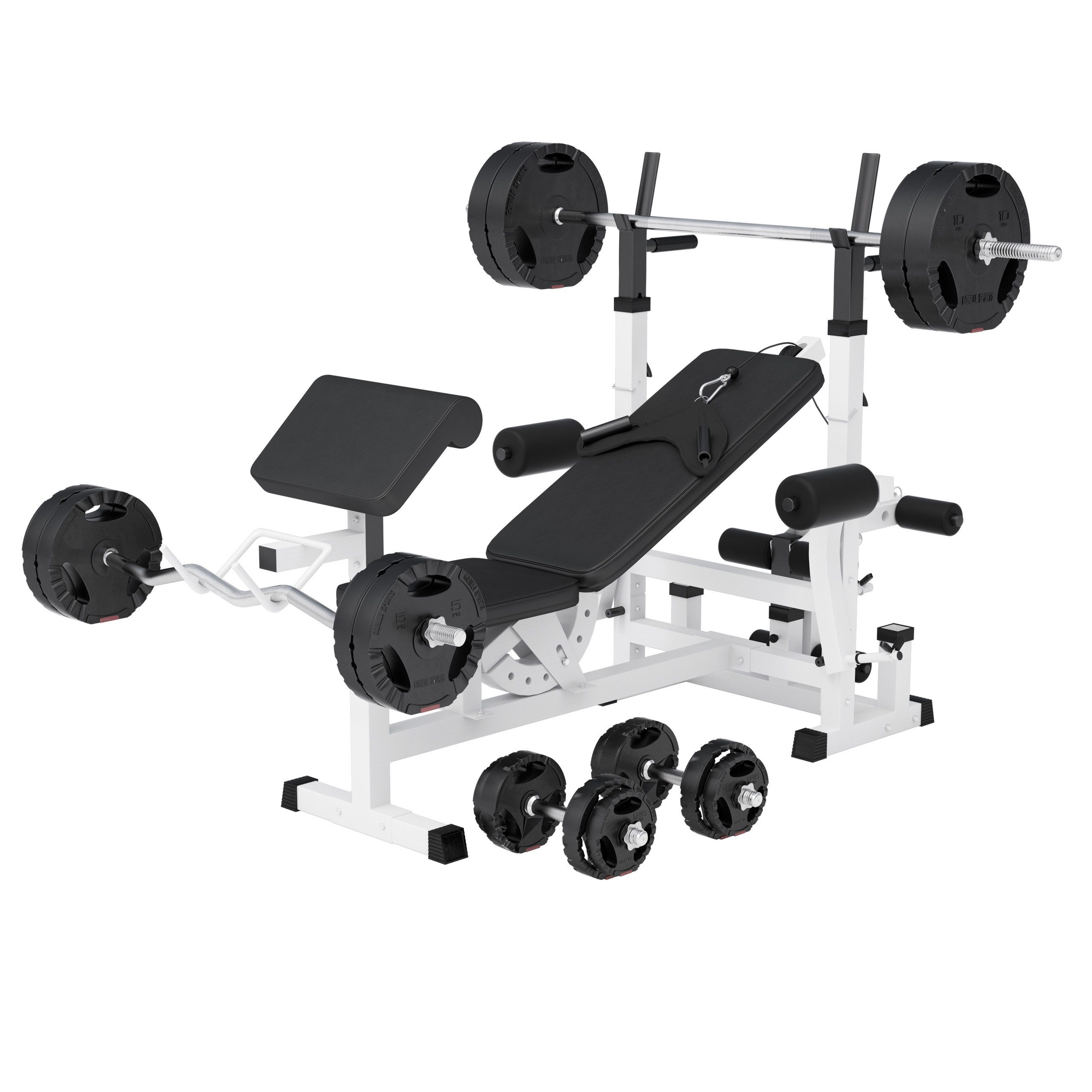 GORILLA SPORTS Hantelbank inkl. 100kg Hantelset, Ablage - Trainingsbank, Gewichten, Kraftstation