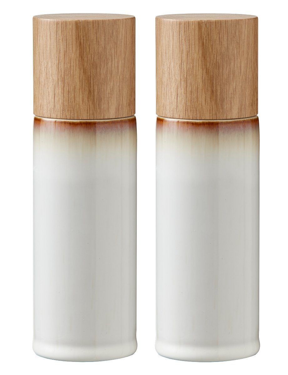 Bitz Salz- / Pfefferstreuer Salz-& Pfefferset cream 17 cm, (Salz-& Pfefferstreuer-/mühlen), Salz- und Pfeffermühle Steinzeug Creme
