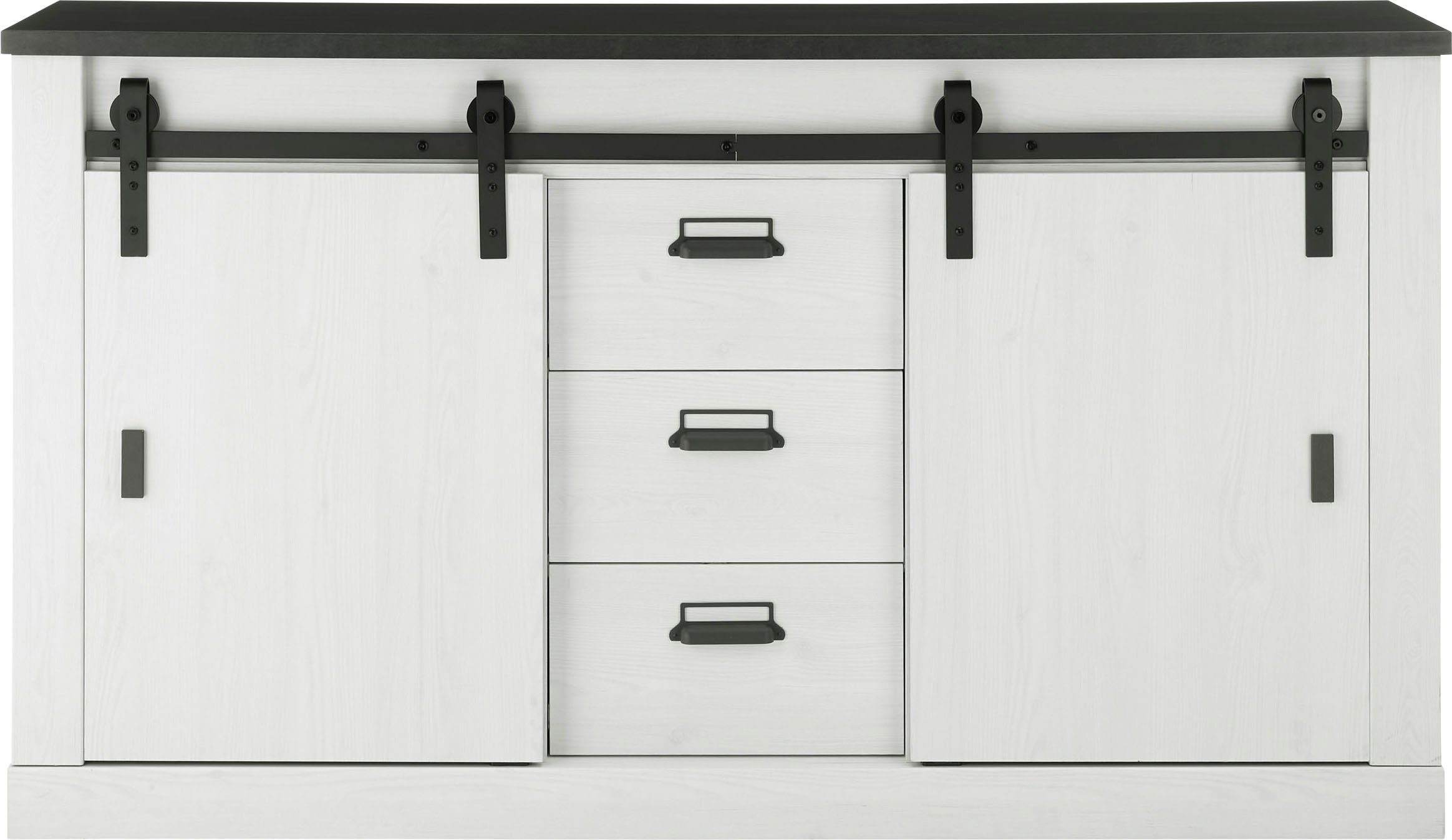 Home affaire Sideboard SHERWOOD, Holz Dekor, mit Scheunentorbeschlag und Apothekergriffen, Breite 161cm